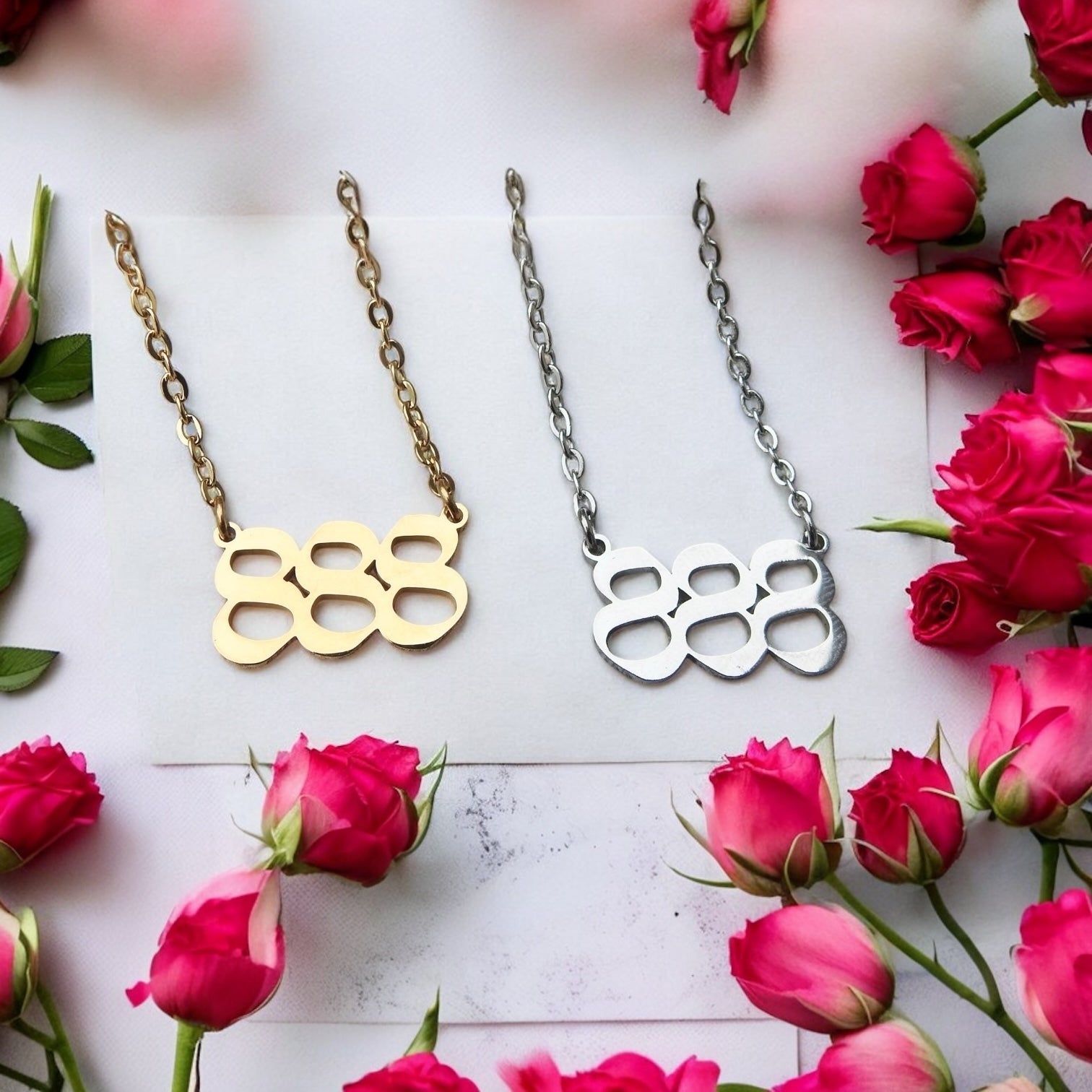 888 Angel Number Necklace- For Abundance & Miracles - Mindful Intentions