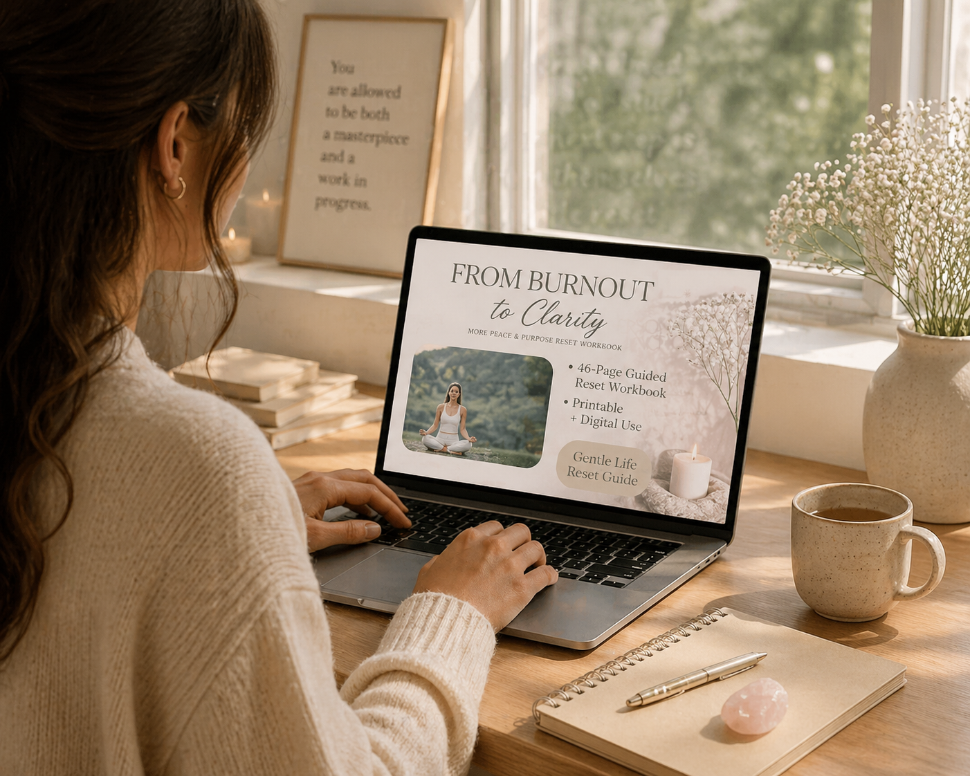 Burnout to Clarity Workbook | Gentle Burnout Recovery & Nervous System Reset Guide