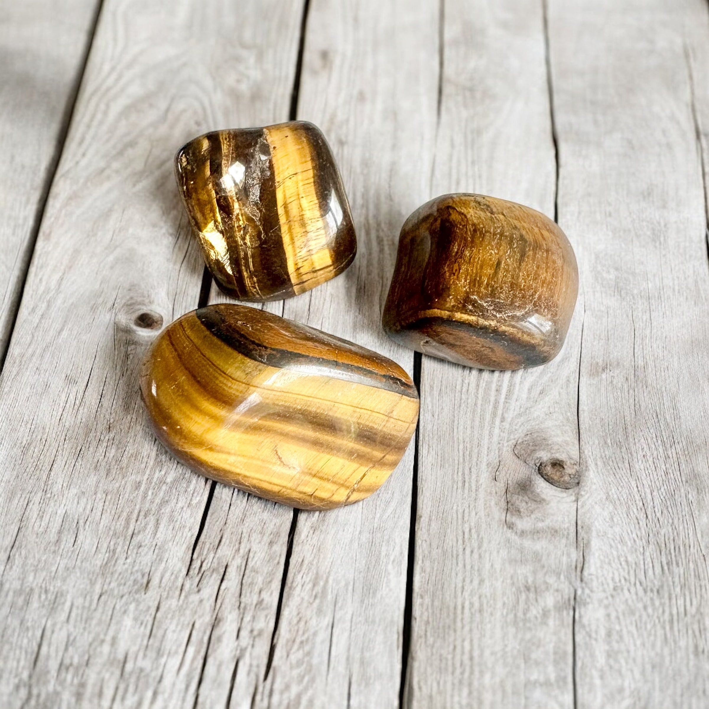 Large Tiger Eye Stones with Card- Stone of Bravery, Protection & Confidence