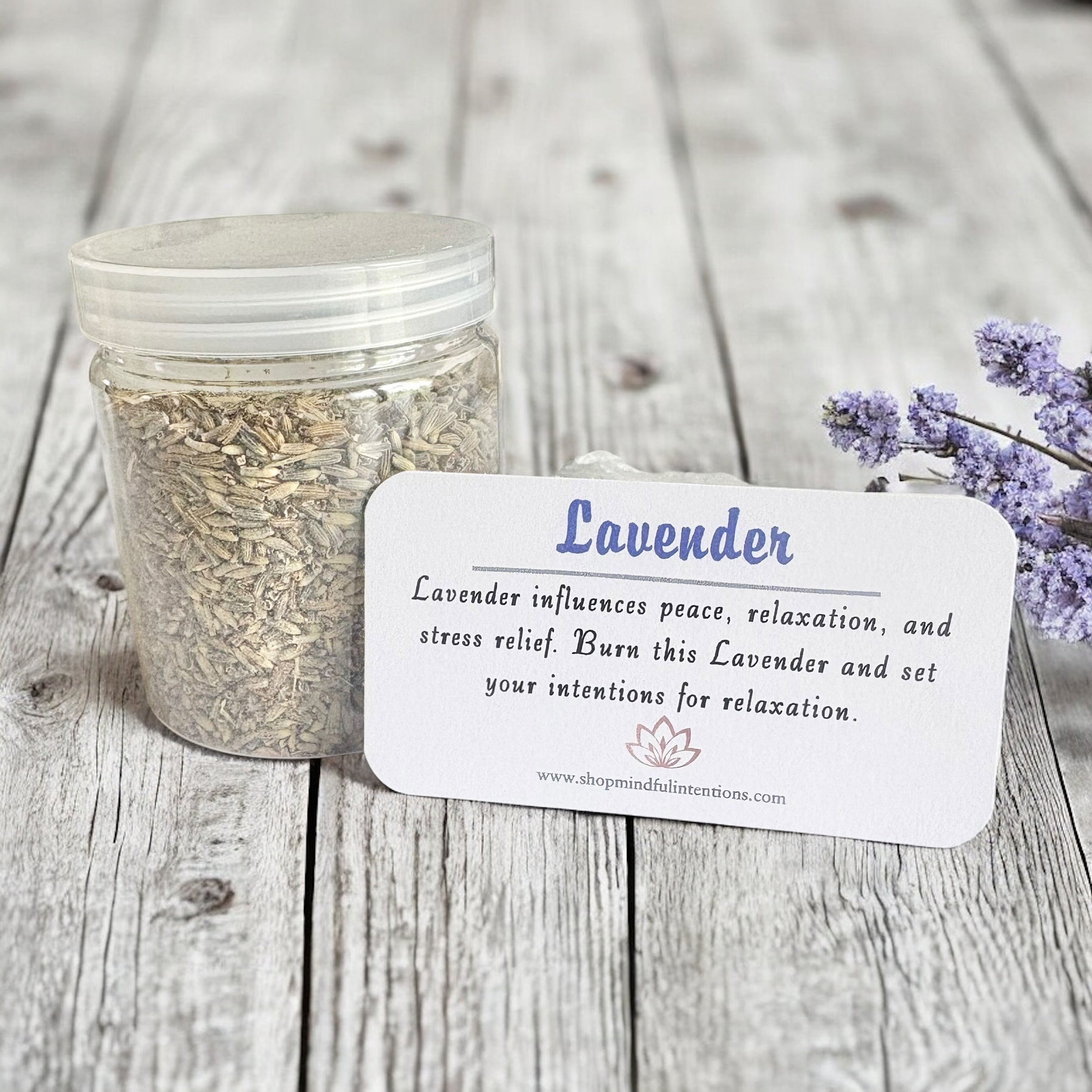 Dried Herb Jars- Rose Buds, Lavender, Palo Santo, Sage for Smudging & Intention Setting - Mindful Intentions