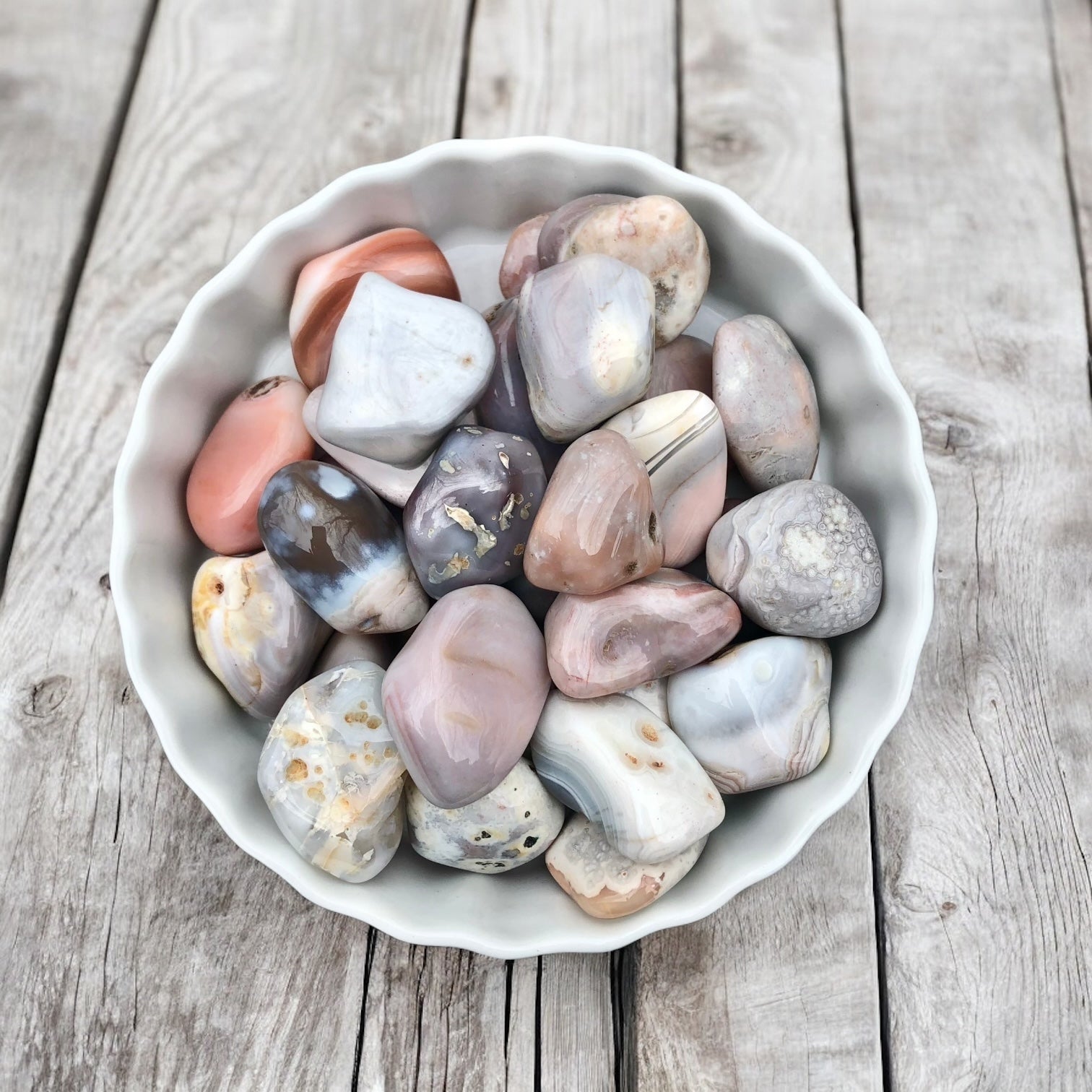 Banded Agate Tumbled Stones with Card- Stone of Emotional Support & Stability