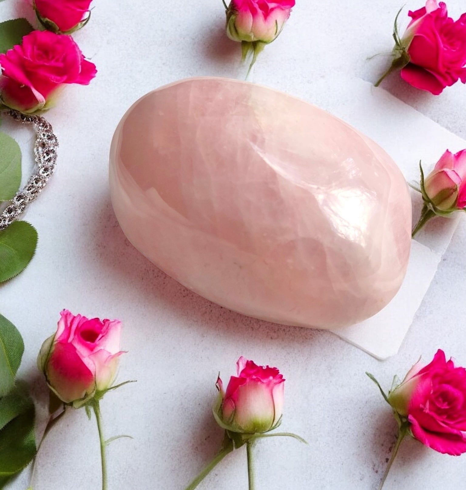 Rose Quartz Palm Stone for Love & Heart Support - Mindful Intentions