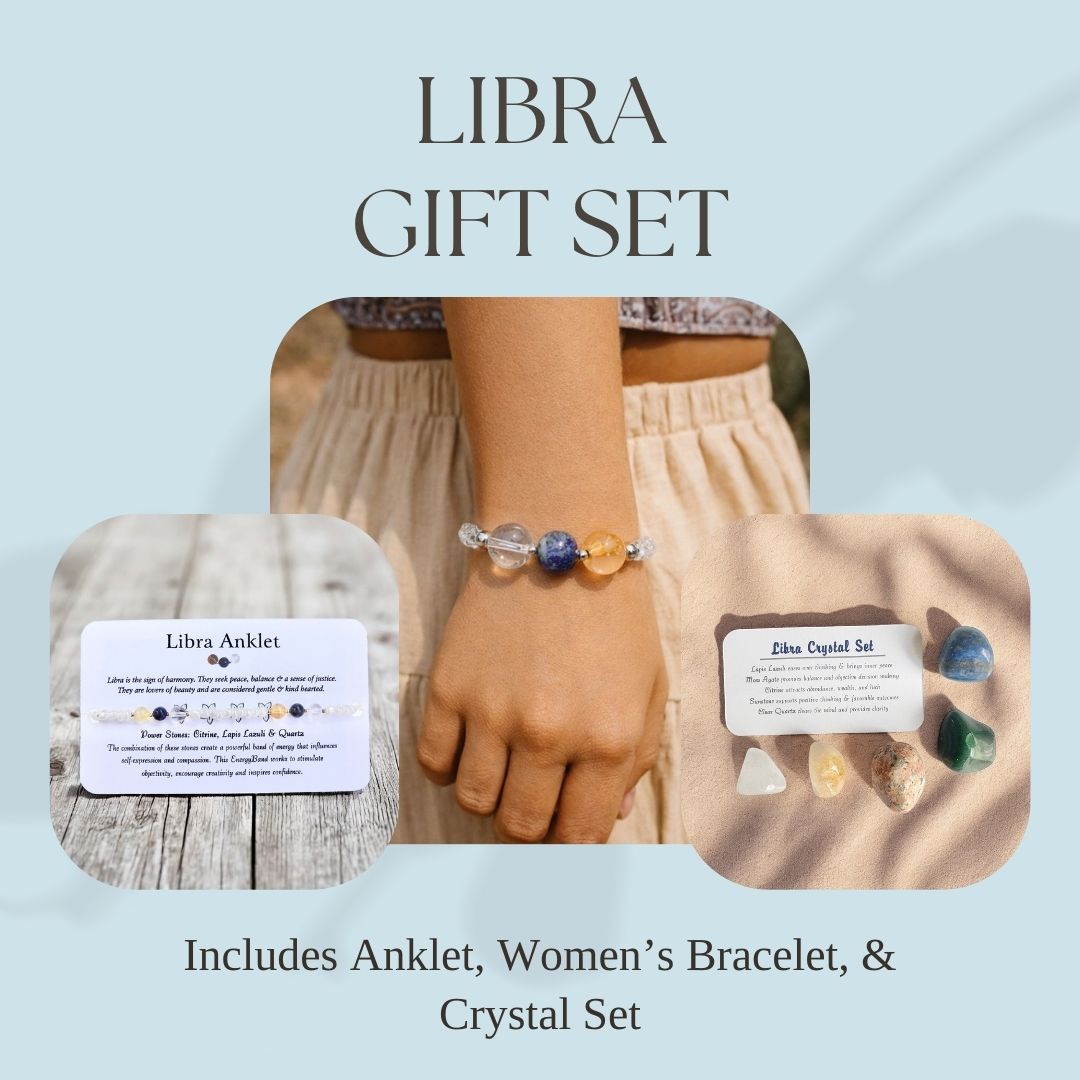 Libra Crystal Bundle — Zodiac Anklet, Bracelet & Libra Crystal Jar Set