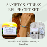 Anxiety & Stress Relief Crystal Bundle — Bracelet, Anklet & Crystal Set in Jar