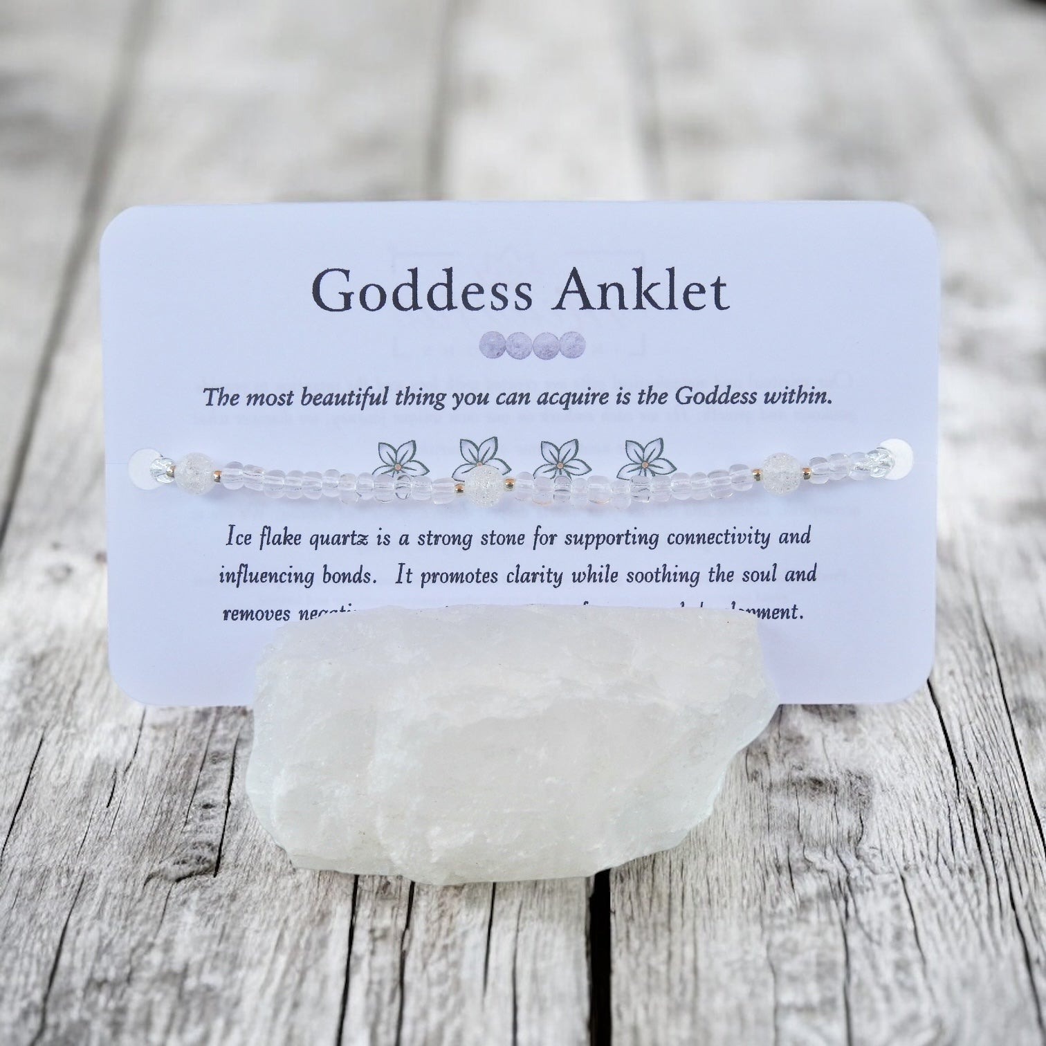 Goddess Anklet - Ice Flake Quartz Beaded Anklet