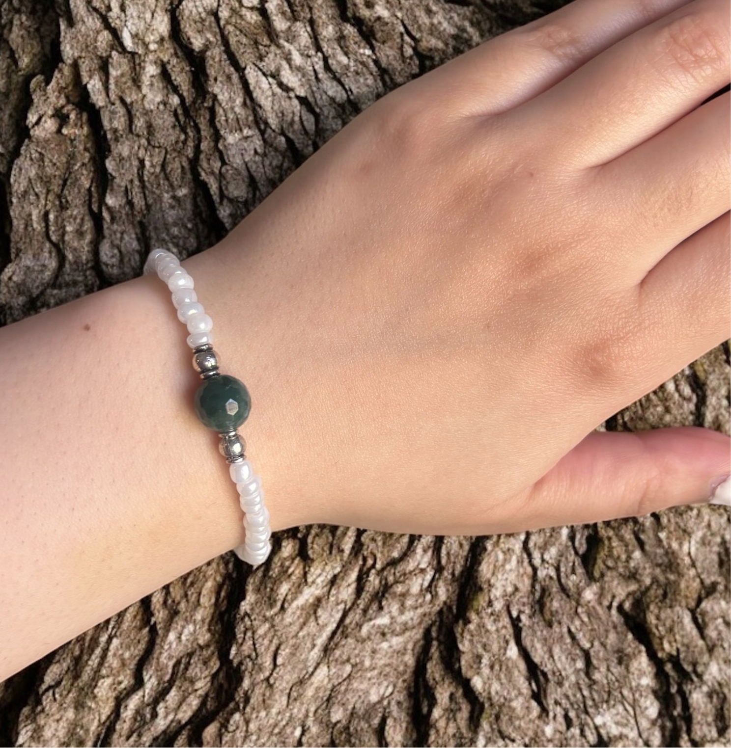 Moss Agate Bracelet- For Abundance, New Beginnings, & Growth
