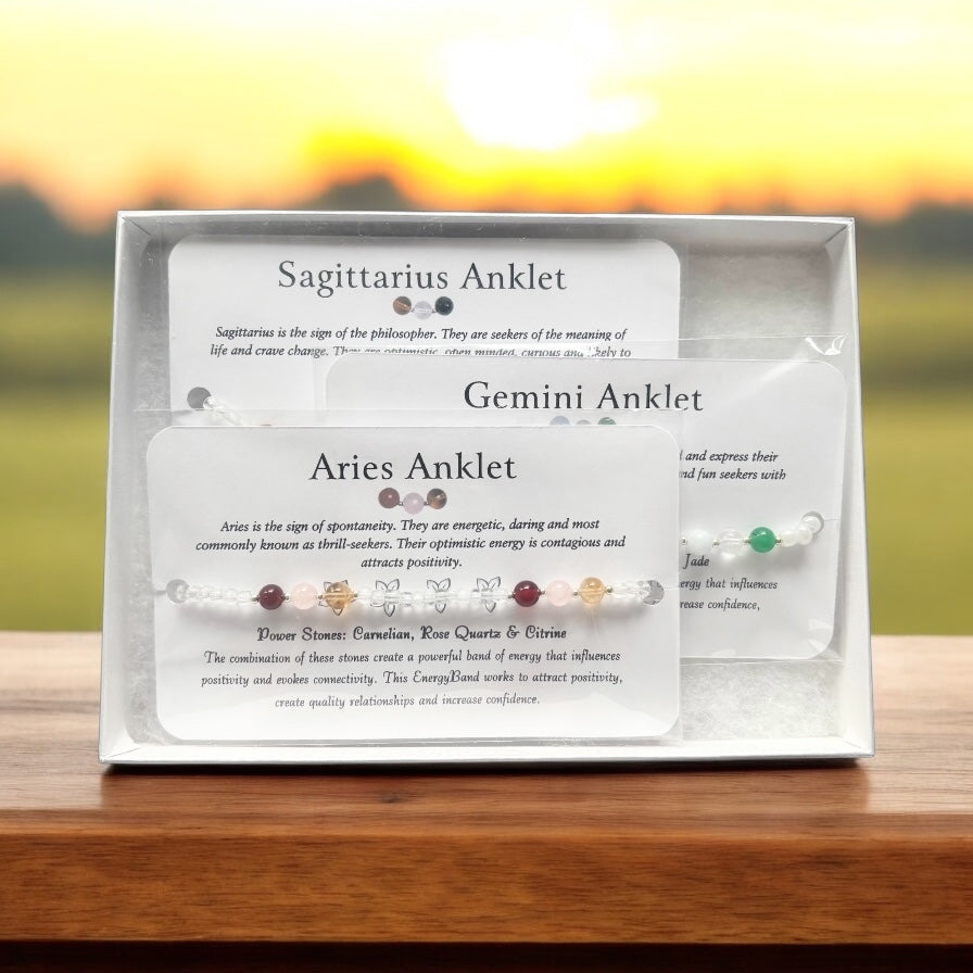 Sun, Moon, & Rising Zodiac Sign Anklet Set