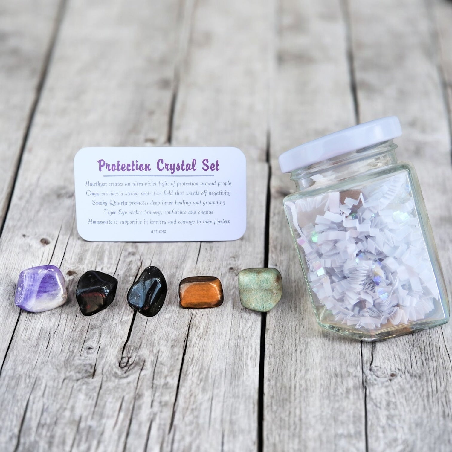 Protection Crystal Bundle — Anklet, Bracelet & Crystal Jar Set