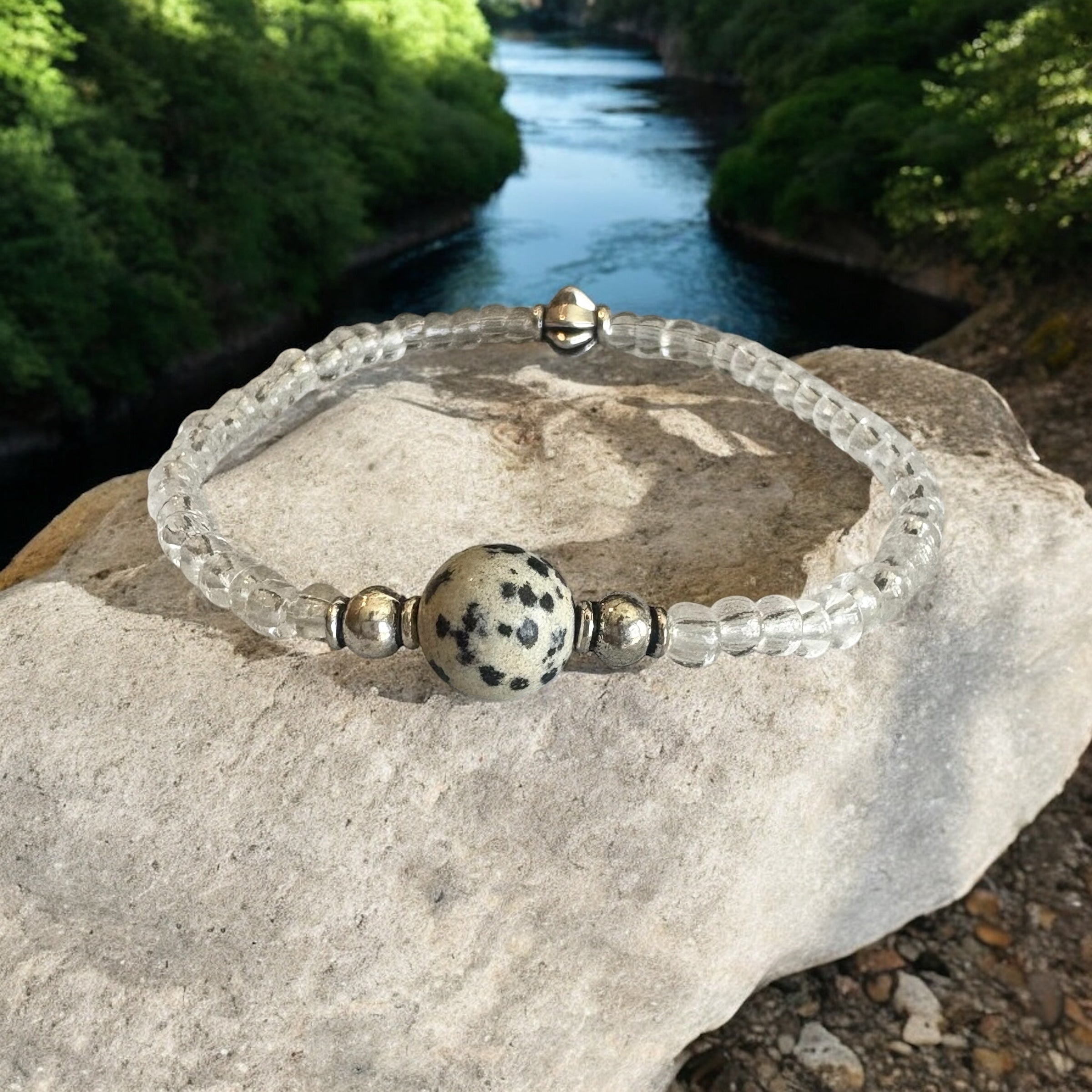 Dalmatian Jasper Bracelet- For Grounding, Mindfulness, and Playfulness