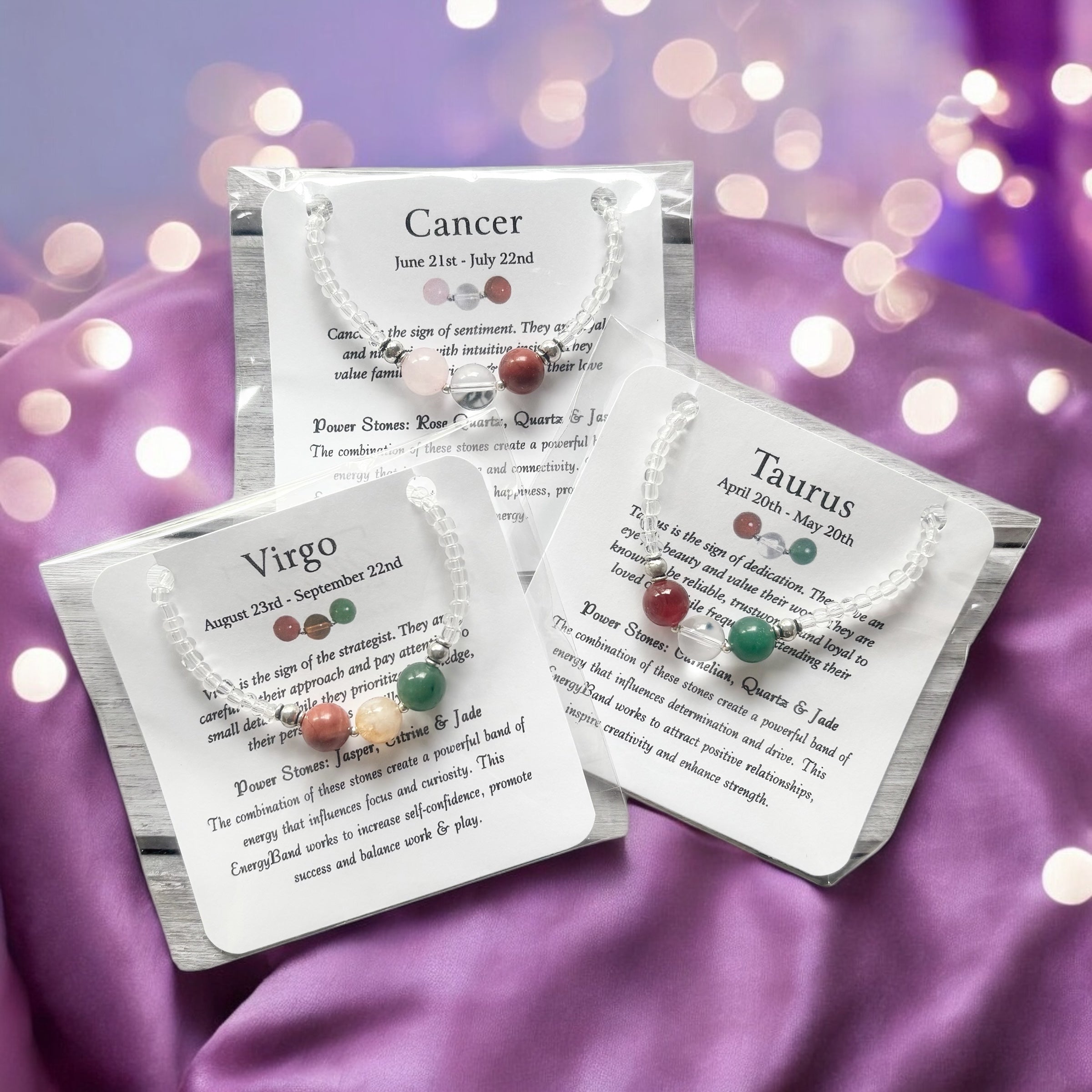 Sun, Moon, & Rising Zodiac Sign Bracelet Set
