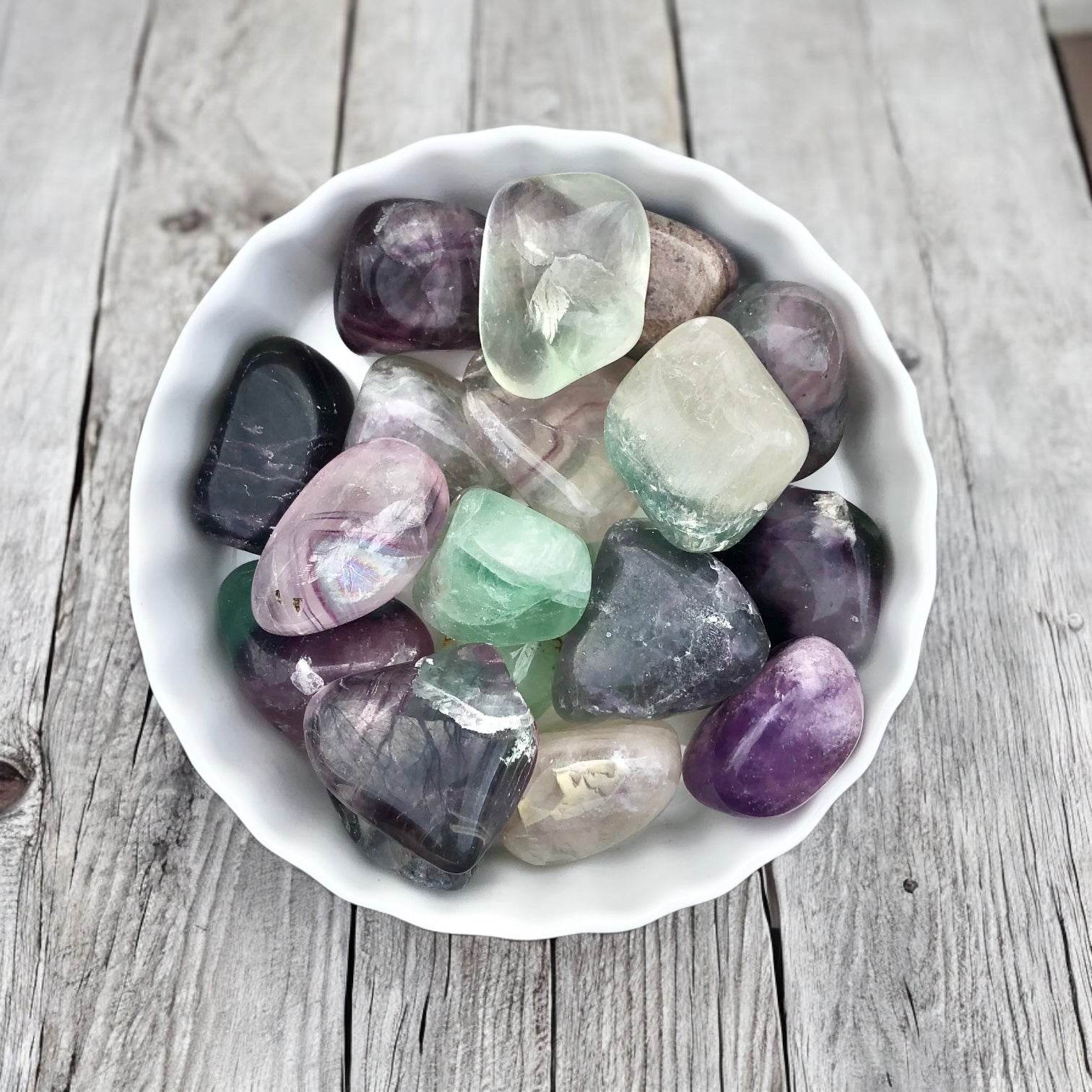 Large Fluorite Tumbled Stones with Card- Stone of Focus & Anxiety Relief