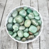 Green Aventurine Tumbled Stones with Card- Stone of Prosperity, Heart Healing, & Harmony