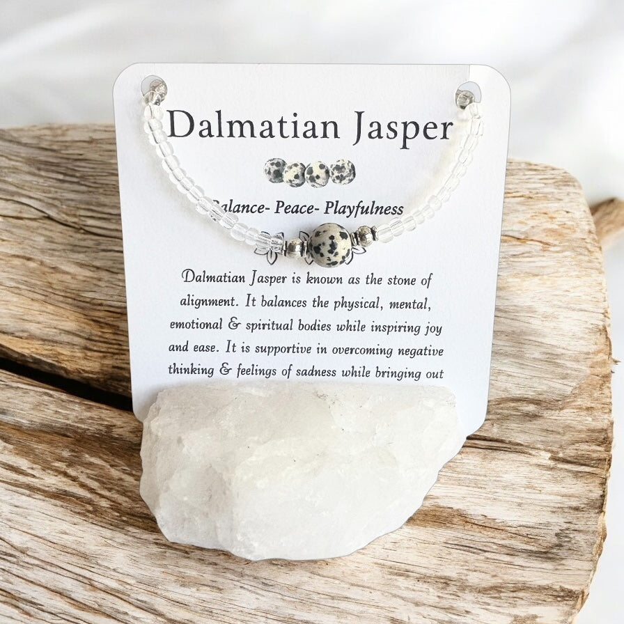 Dalmatian Jasper Bracelet- For Grounding, Mindfulness, and Playfulness