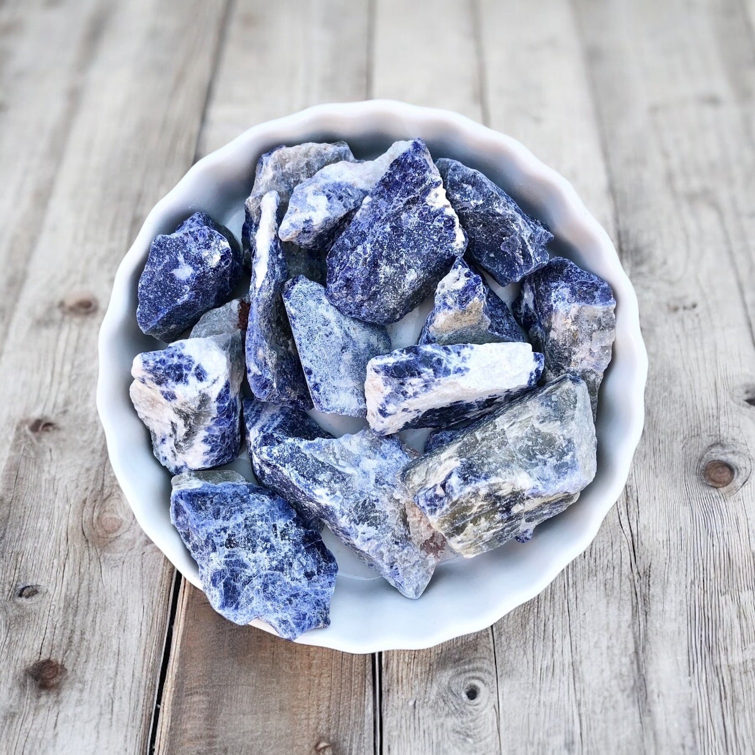 Sodalite Raw Stones with Card- Stone of Tranquility, Peace & Self Esteem