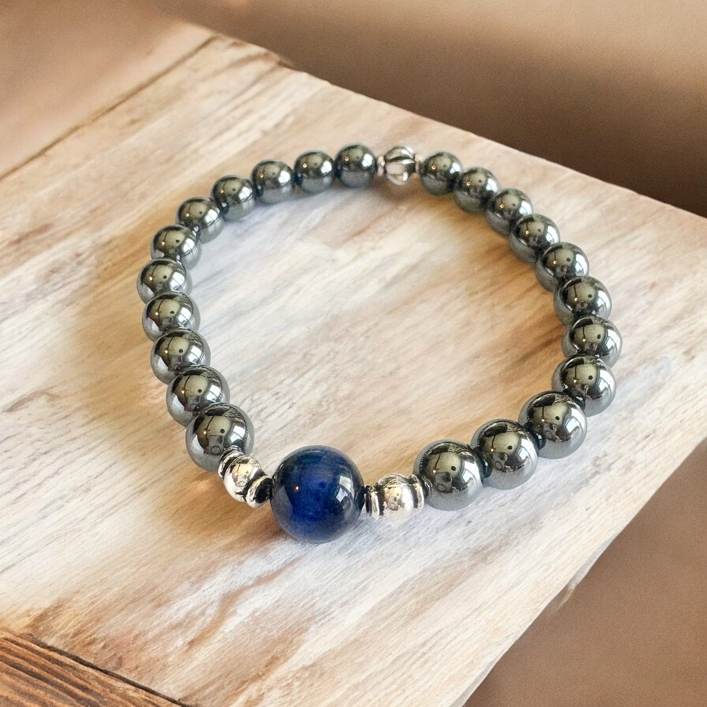 Blue Tiger Eye Men's Bracelet- For Calming Strength & Self Assurance