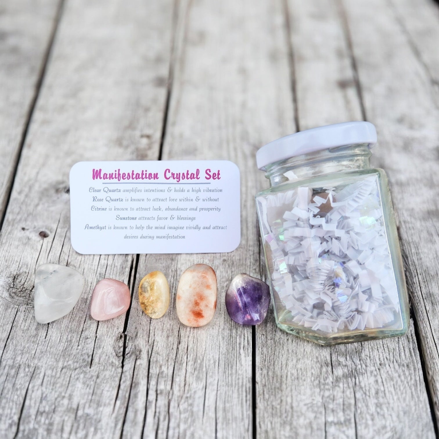 Manifestation Crystal Set in Jar - Mindful Intentions