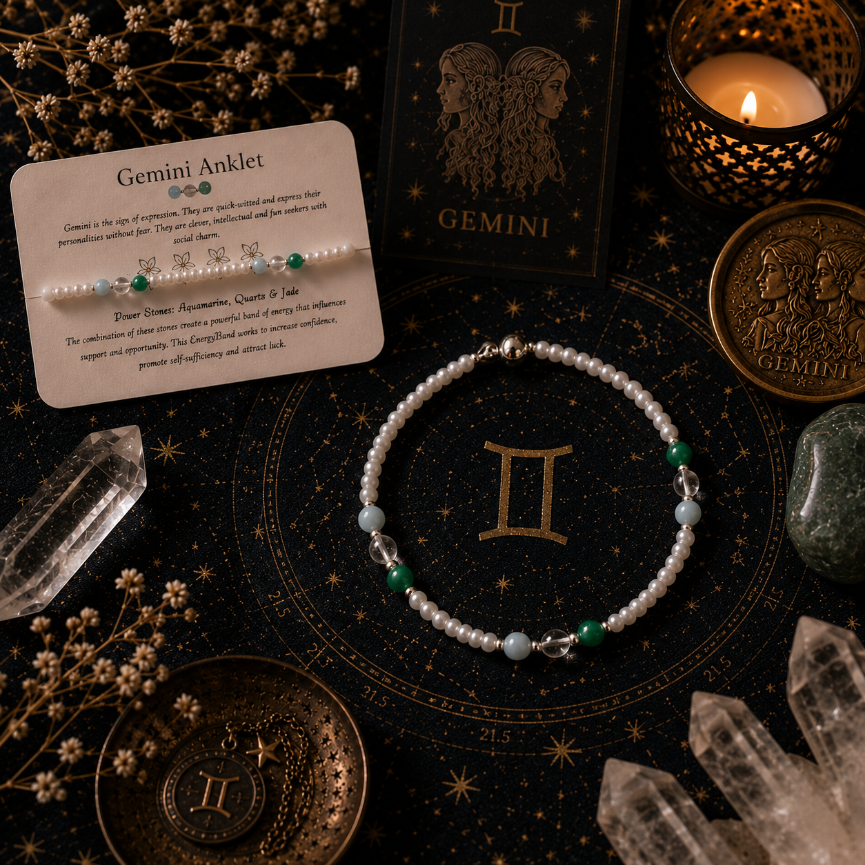 Gemini Zodiac Anklet- Beaded Anklet
