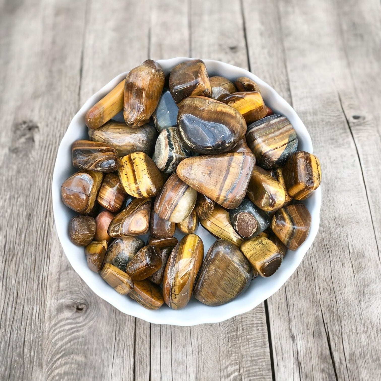 Tiger Eye Tumbled Stone with Card- Stone of Bravery and Protection - Mindful Intentions