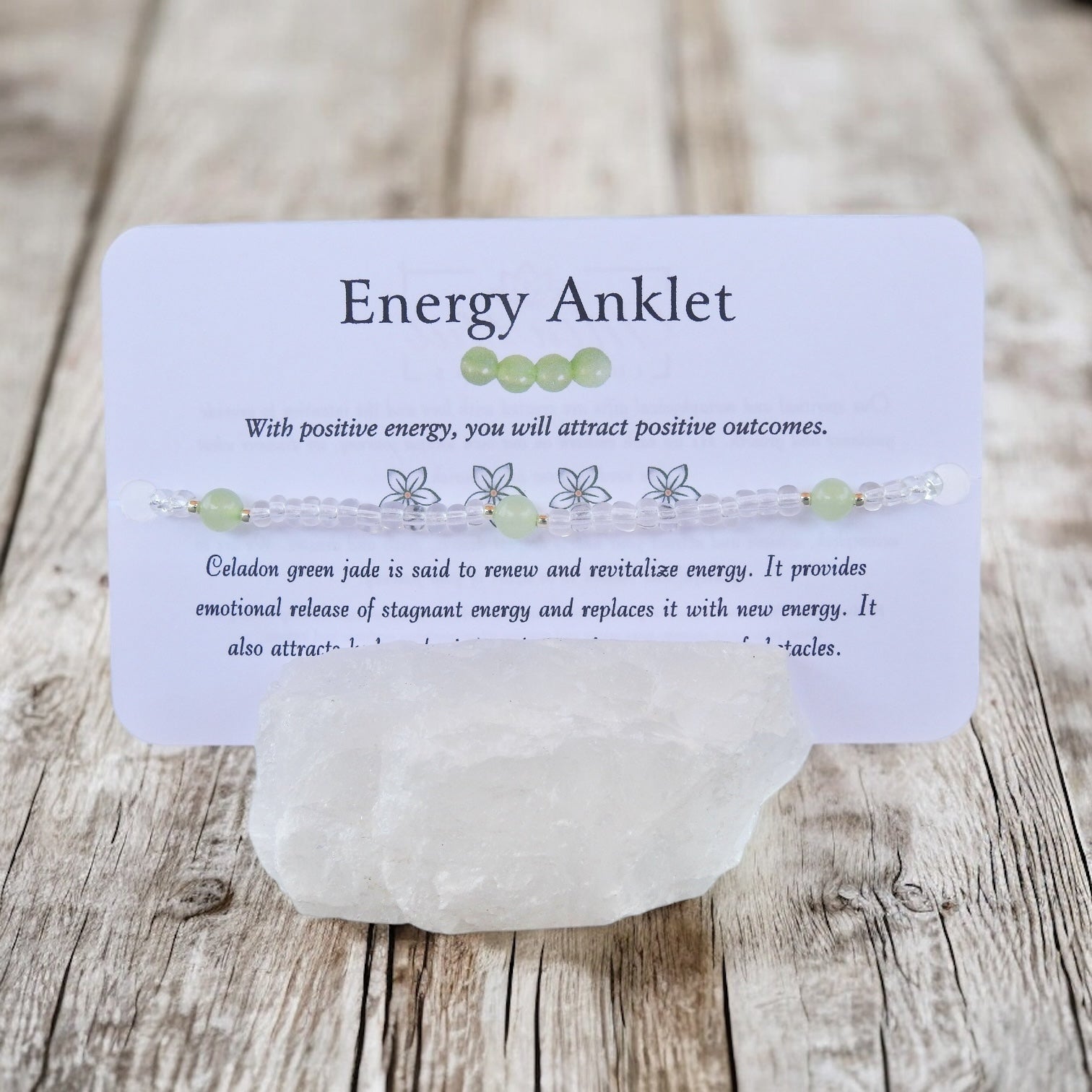 Energy Anklet - Celadon Jade Beaded Anklet - Mindful Intentions