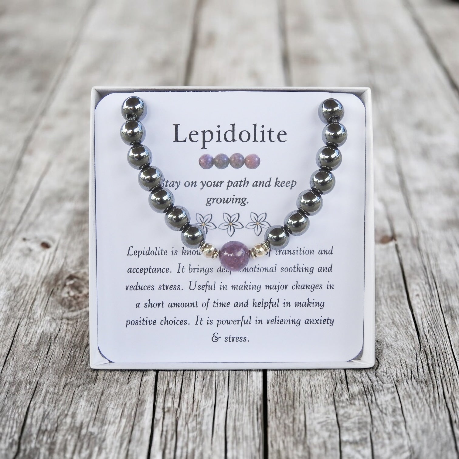 Lepidolite Bracelet for Men- For Emotional Soothing During Transition - Mindful Intentions