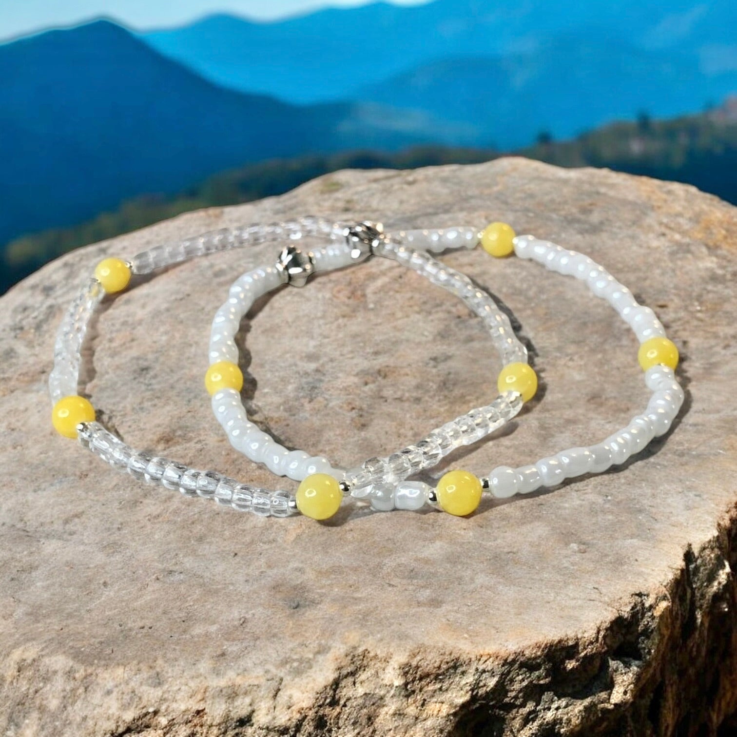 Happiness Anklet - Yellow Jade Beaded Anklet - Mindful Intentions