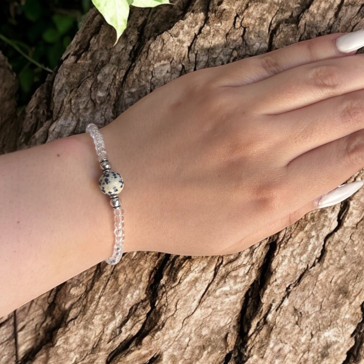 Dalmatian Jasper Bracelet- For Grounding, Mindfulness, and Playfulness