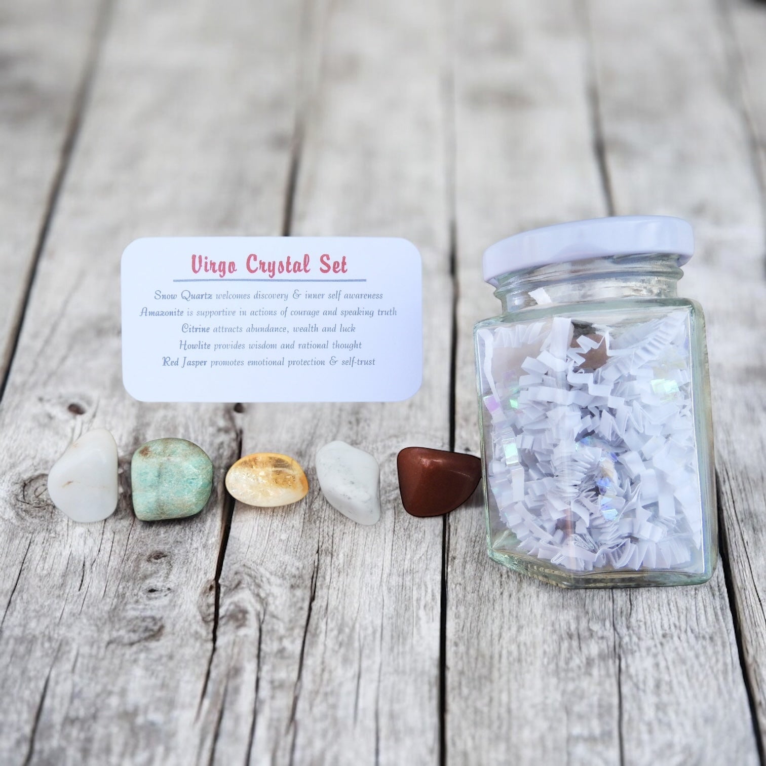 Virgo Zodiac Crystal Set in jar