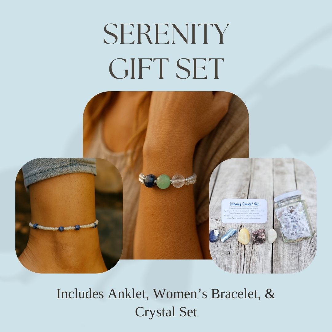 Serenity Crystal Bundle — Anklet, Bracelet & Calming Crystal Jar Set