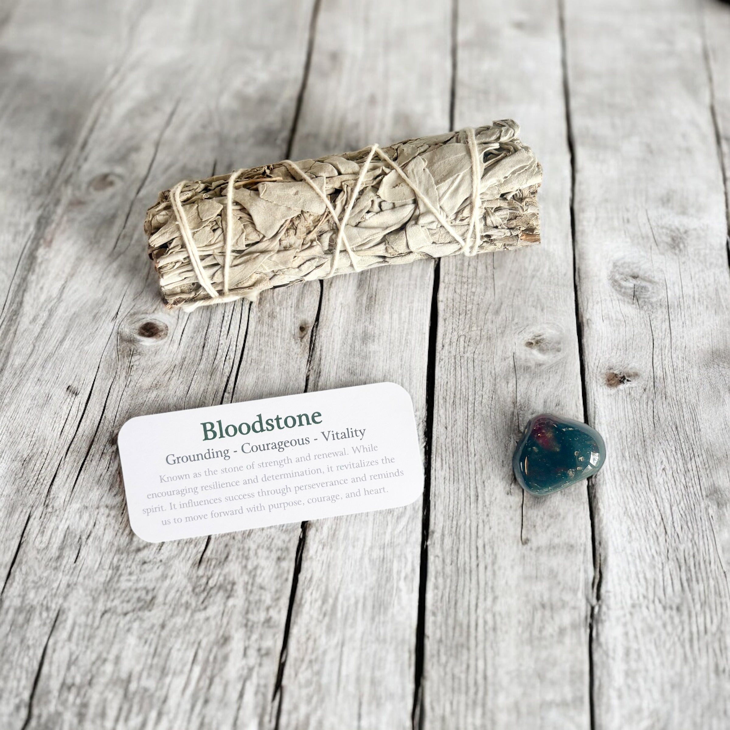 Bloodstone Tumbled Stones with Card- Stone of Immune Support & Energy Protection