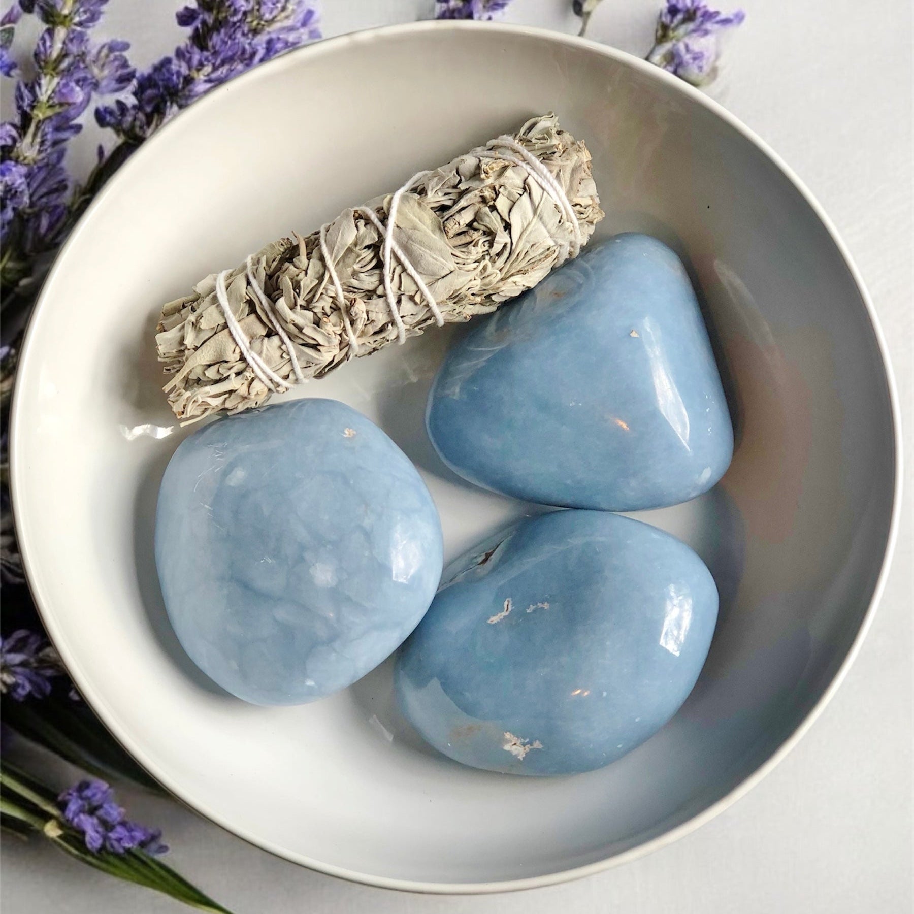 Angelite Palm Stone for Divine Guidance - Mindful Intentions