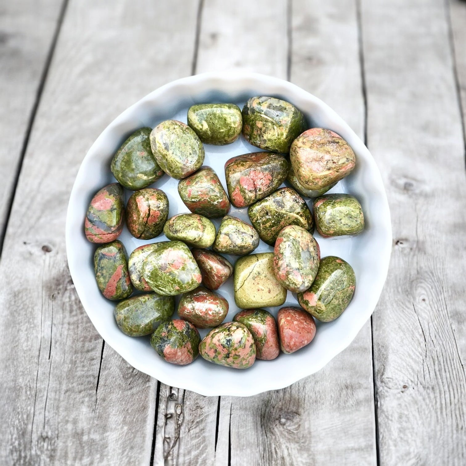 Unakite Tumbled Stones with Card- Stone of Ascension, Past Life Work and Connection