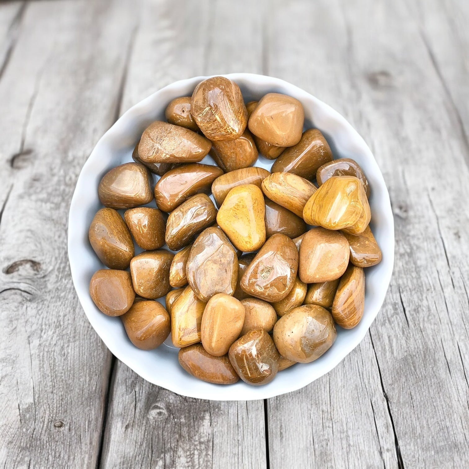 Yellow Jasper Tumbled Stones with Card- Stone of Easing Social Anxiety & Fighting Procrastination