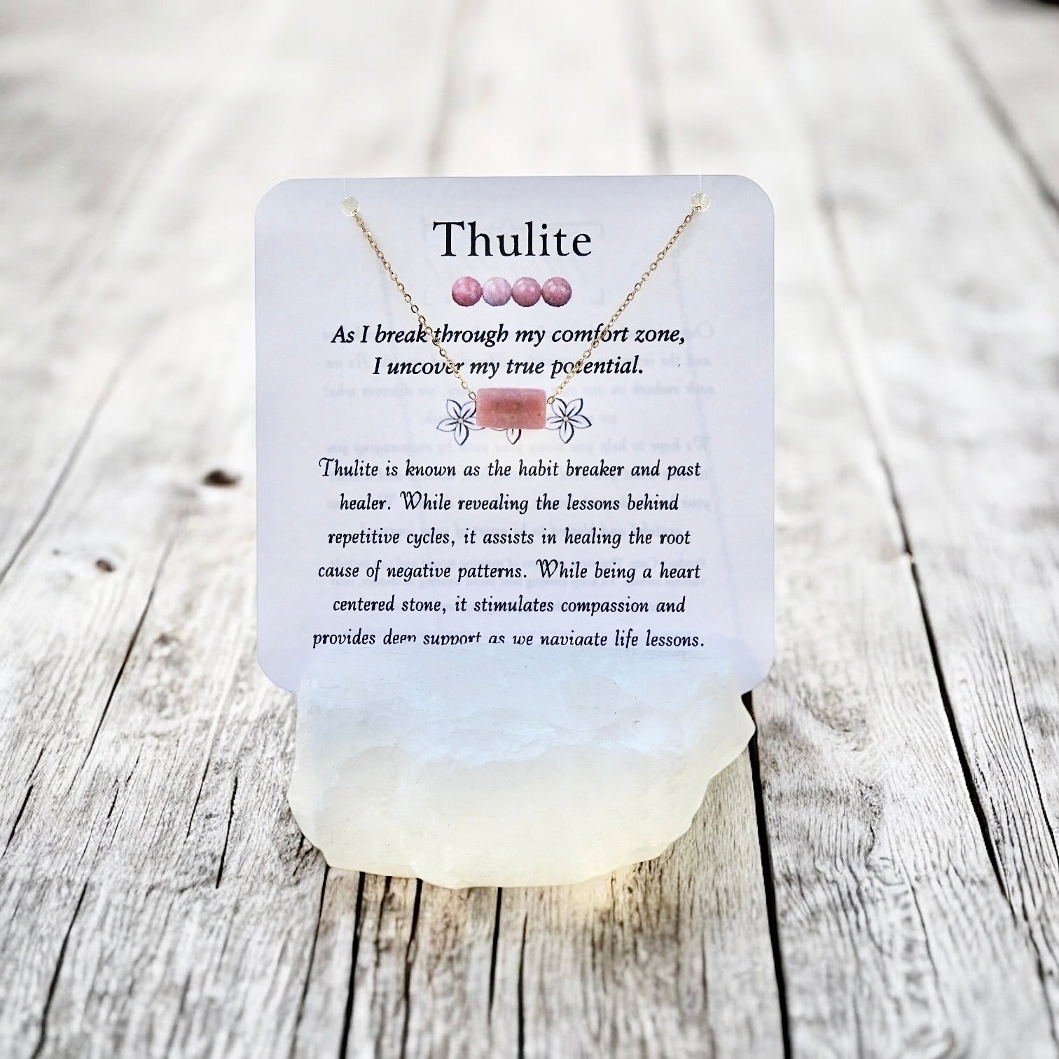 Thulite Necklace- Stone of New Habits & Healing the Past - Mindful Intentions