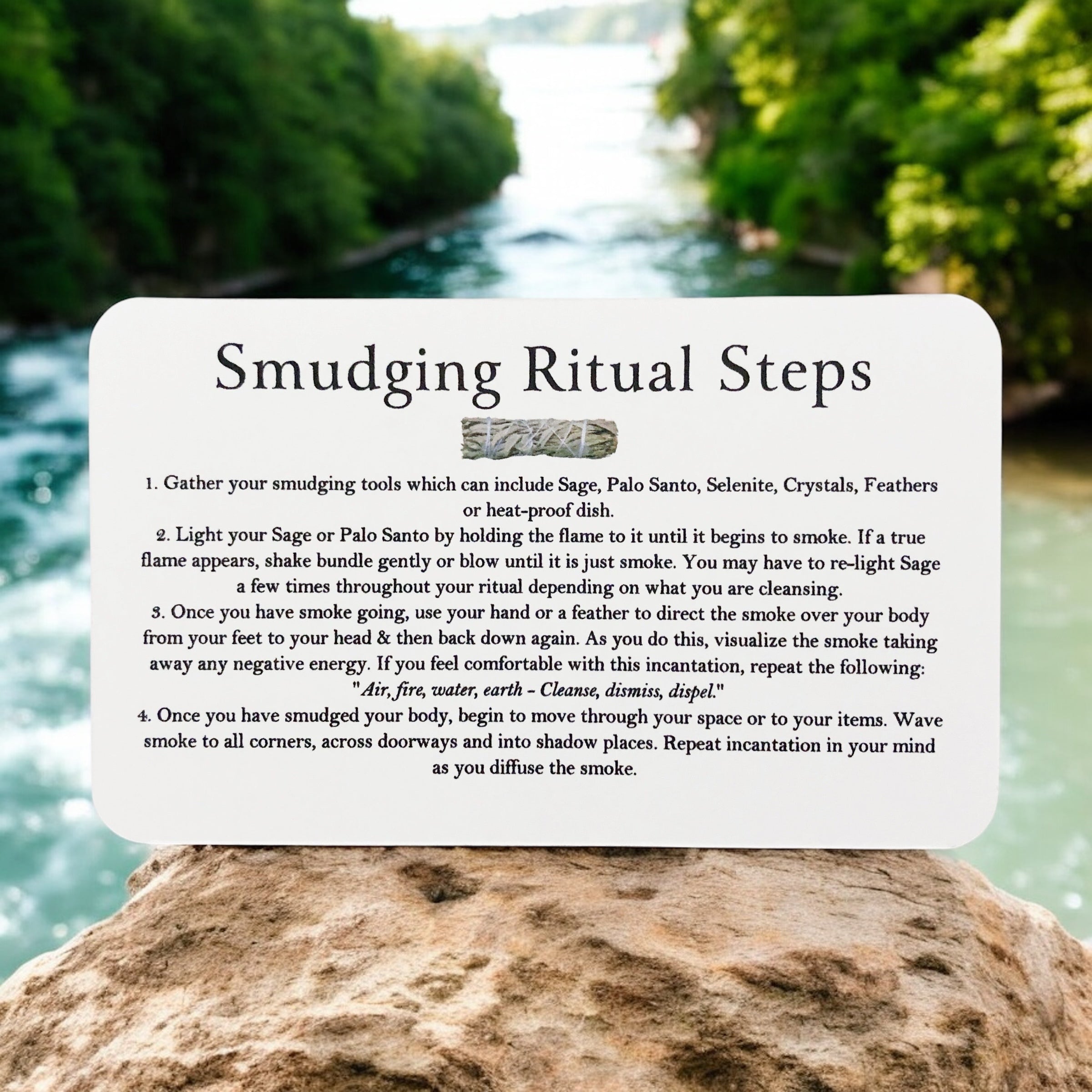 Black Sage Smudging Stick- Includes Ritual Instruction Card - Mindful Intentions