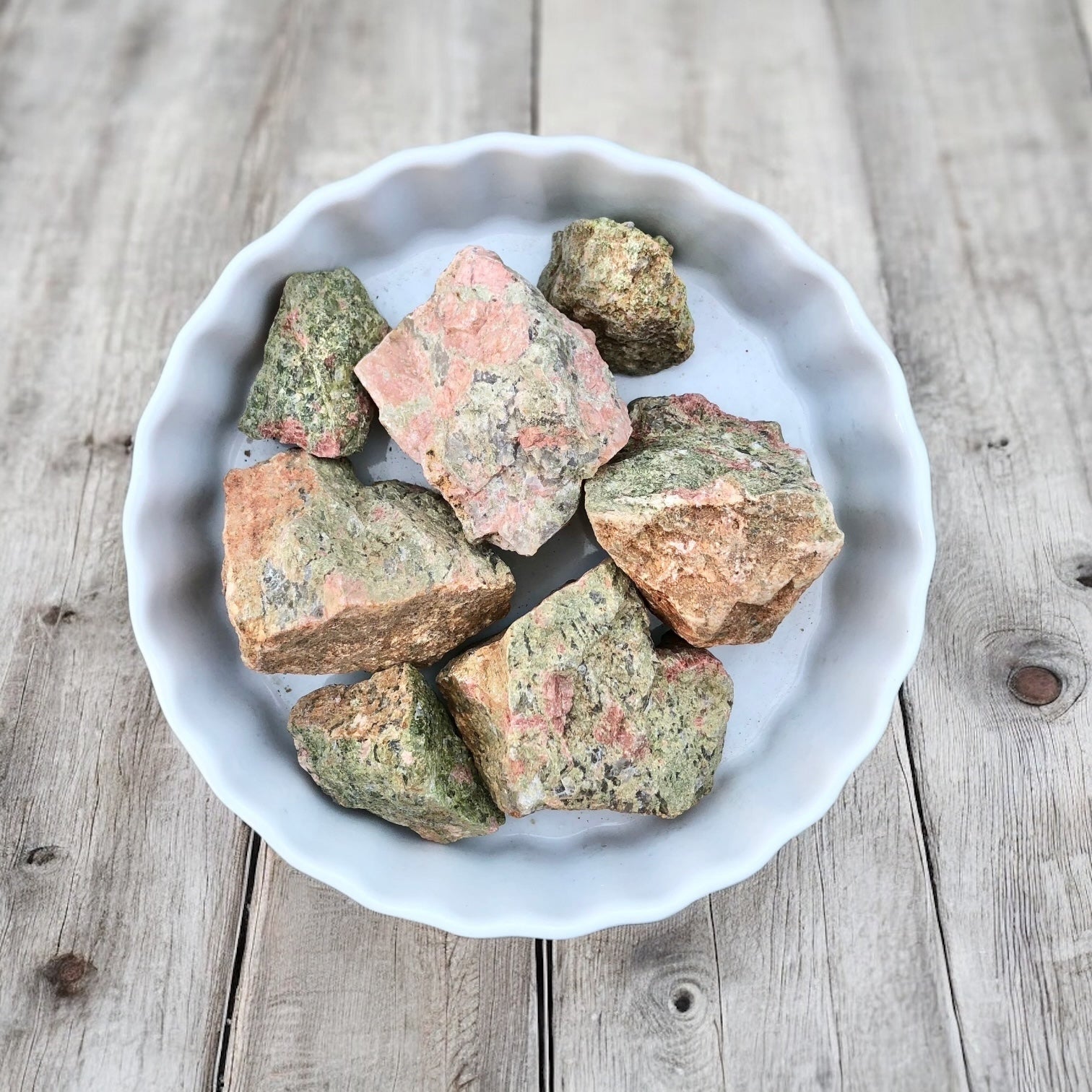 Unakite Raw Stones with Card- Stone of Karmic Exploration & Past Life Work