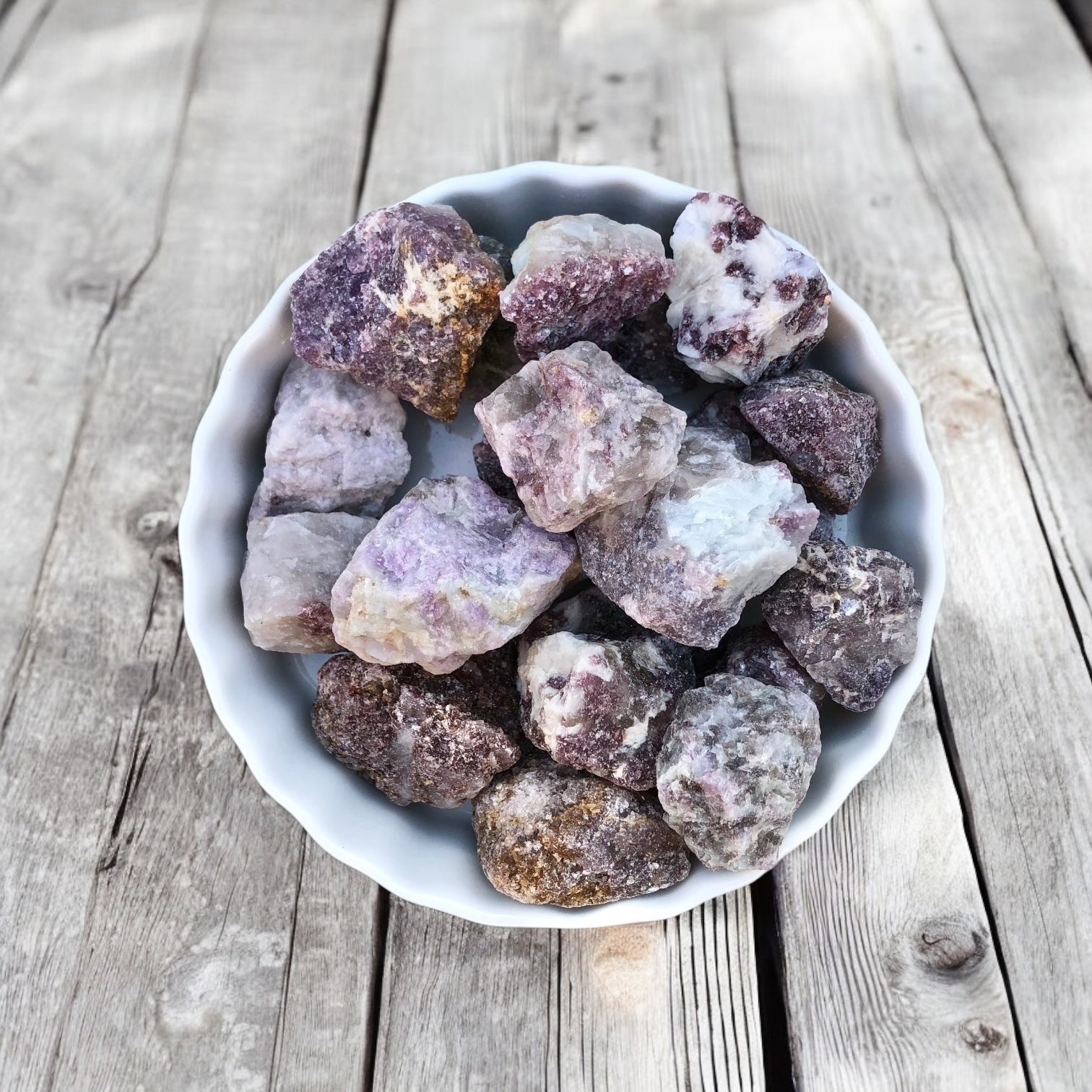 Lepidolite Raw Stones with Card- Stone of Stress Relief, Anxiety & Transition