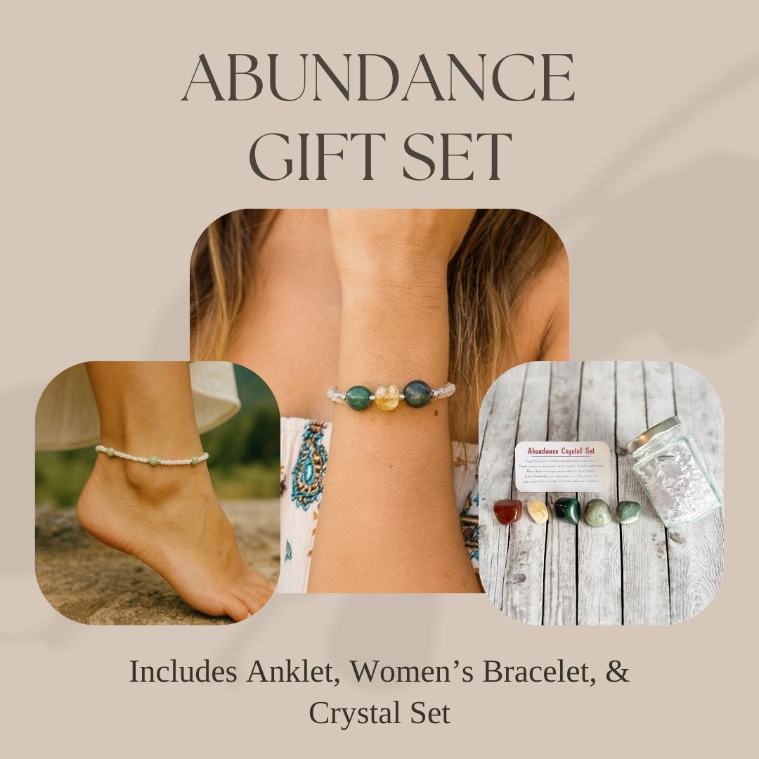 Abundance Crystal Bundle — Anklet, Bracelet & Prosperity Crystal Jar Set
