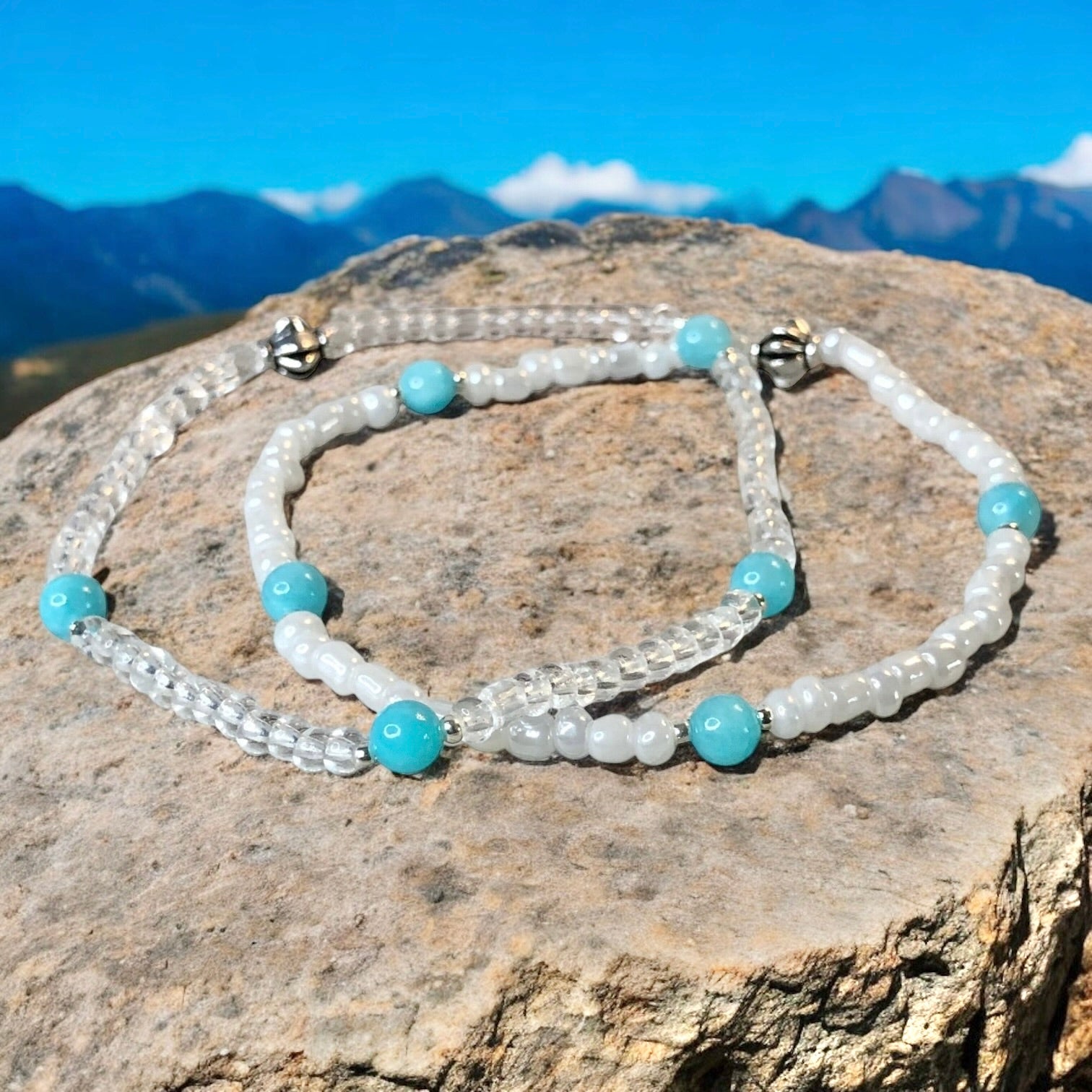 Breathe Anklet - Blue Jade Beaded Anklet - Mindful Intentions