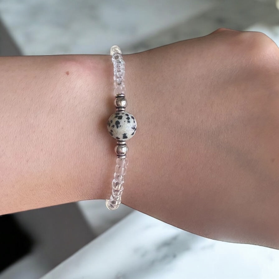 Dalmatian Jasper Bracelet- For Grounding, Mindfulness, and Playfulness