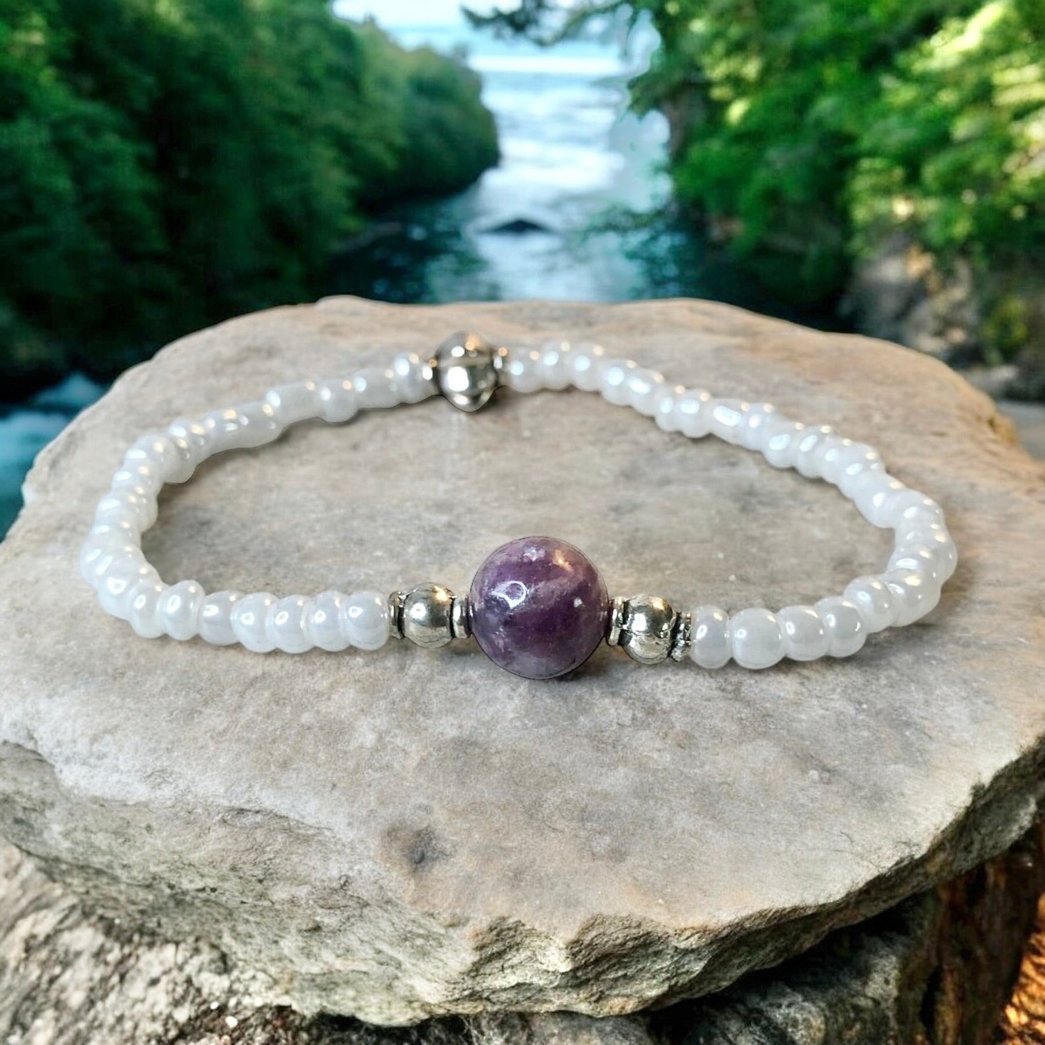 Lepidolite Bracelet- For Emotional Soothing During Change - Mindful Intentions