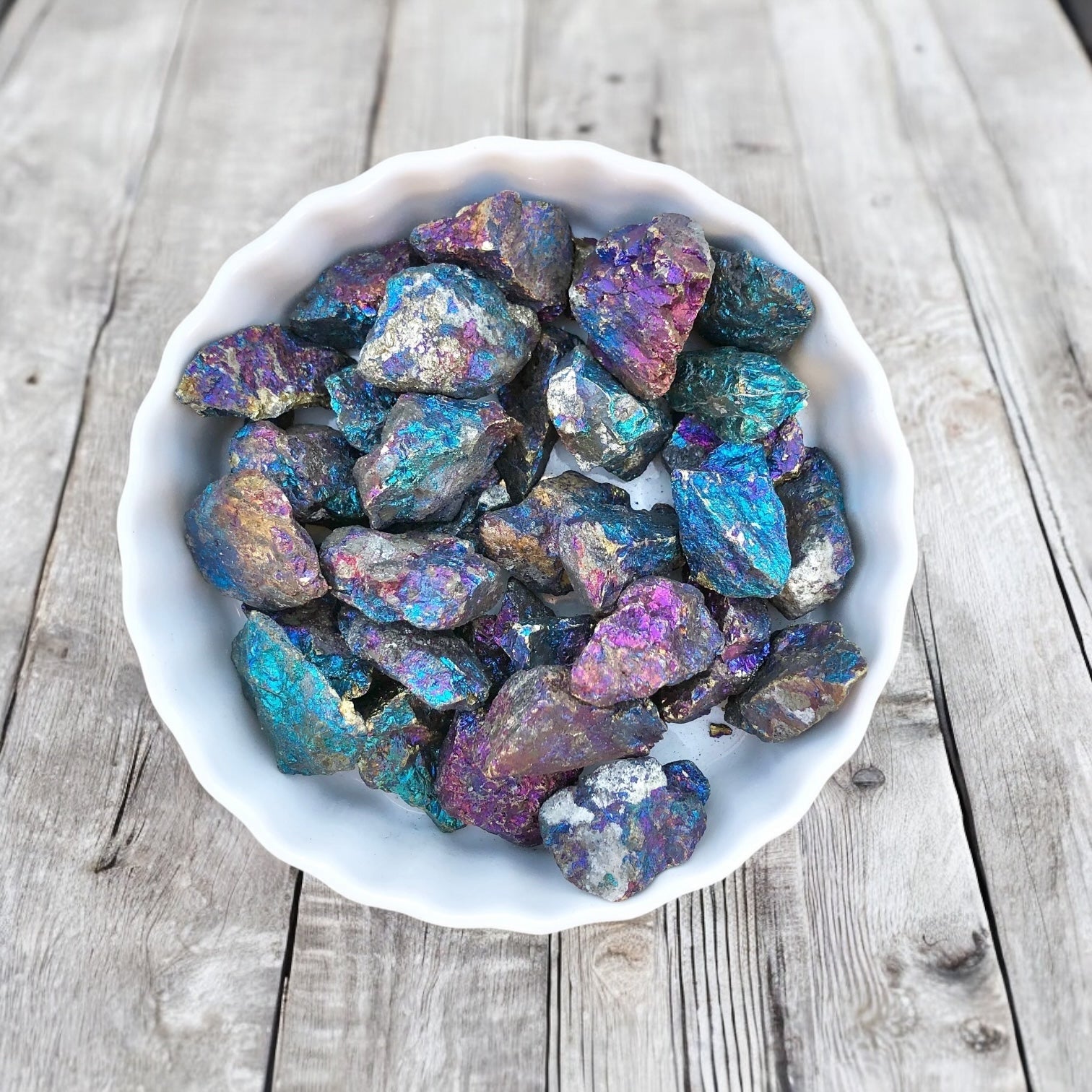 Peacock Ore Raw Stones with Card-Stone of Direction, Self Esteem & Creativity