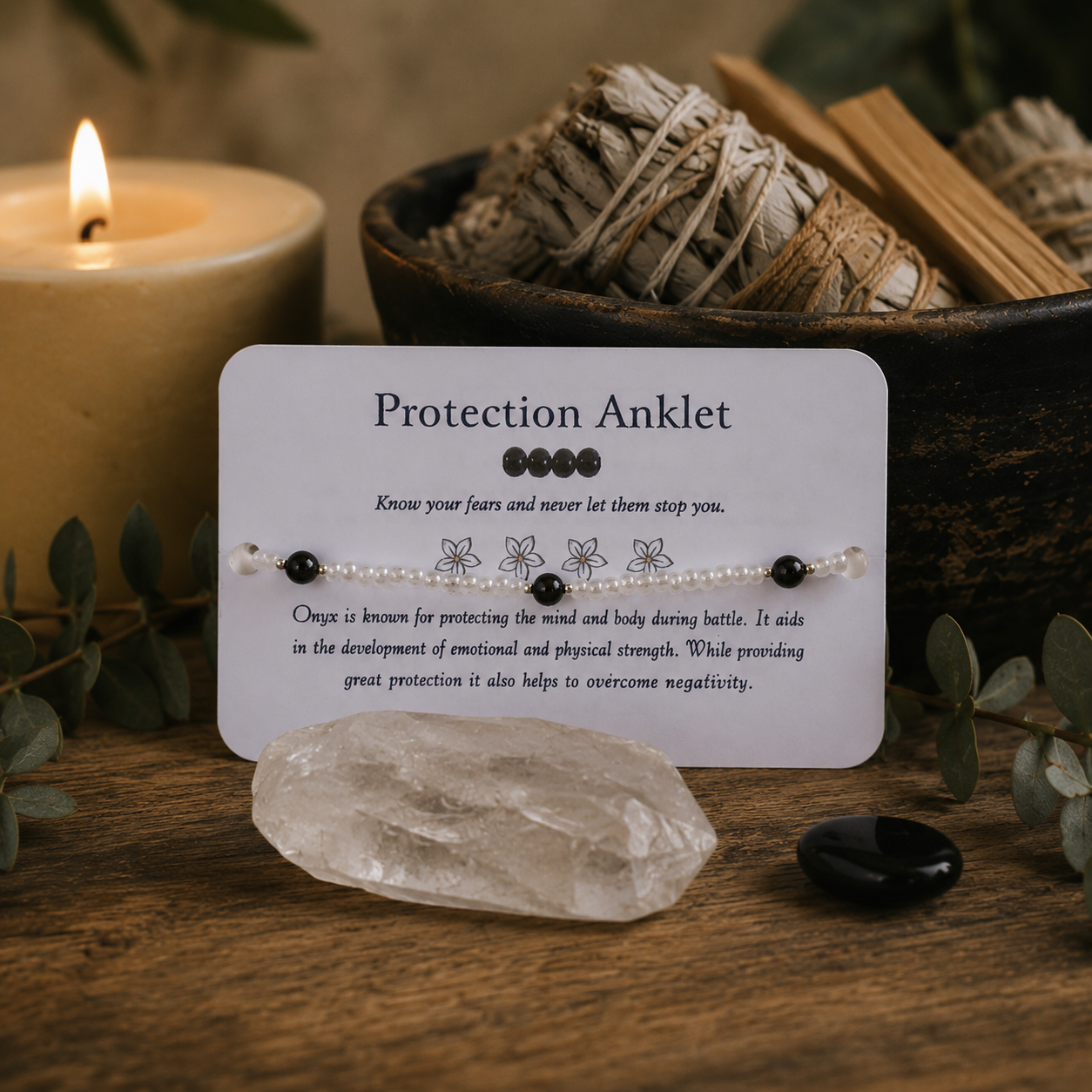 Protection Anklet - Onyx Beaded Anklet