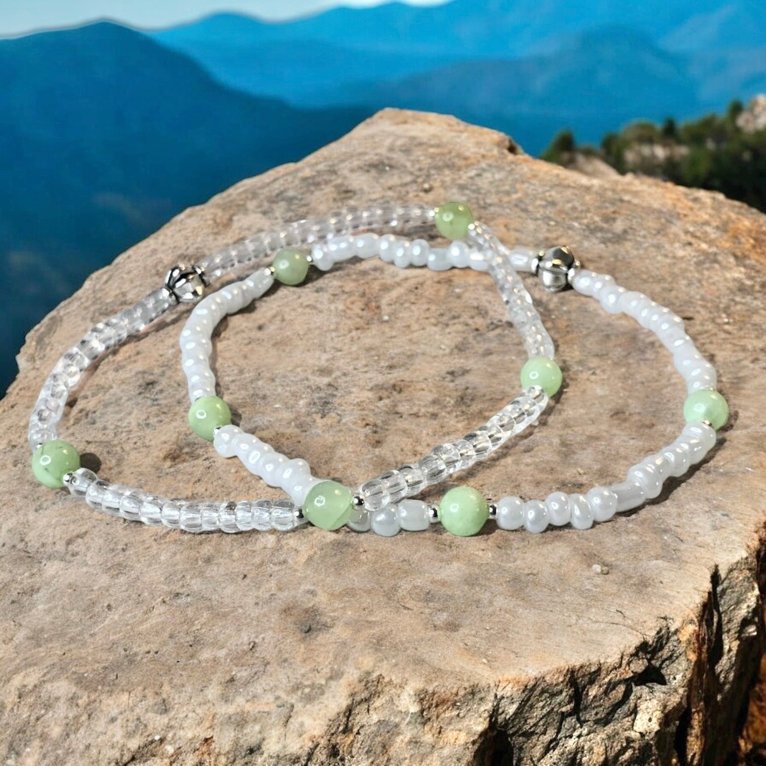 Energy Anklet - Celadon Jade Beaded Anklet - Mindful Intentions