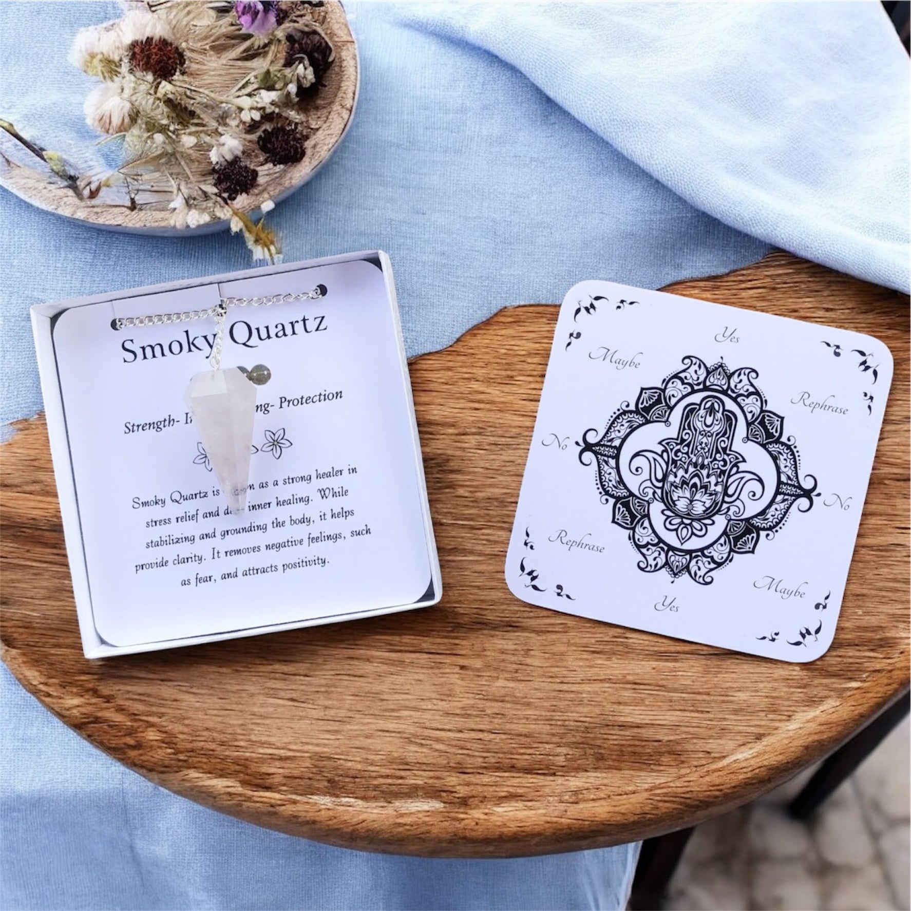 Smoky Quartz Pendulum with Pendulum Board & Instructions