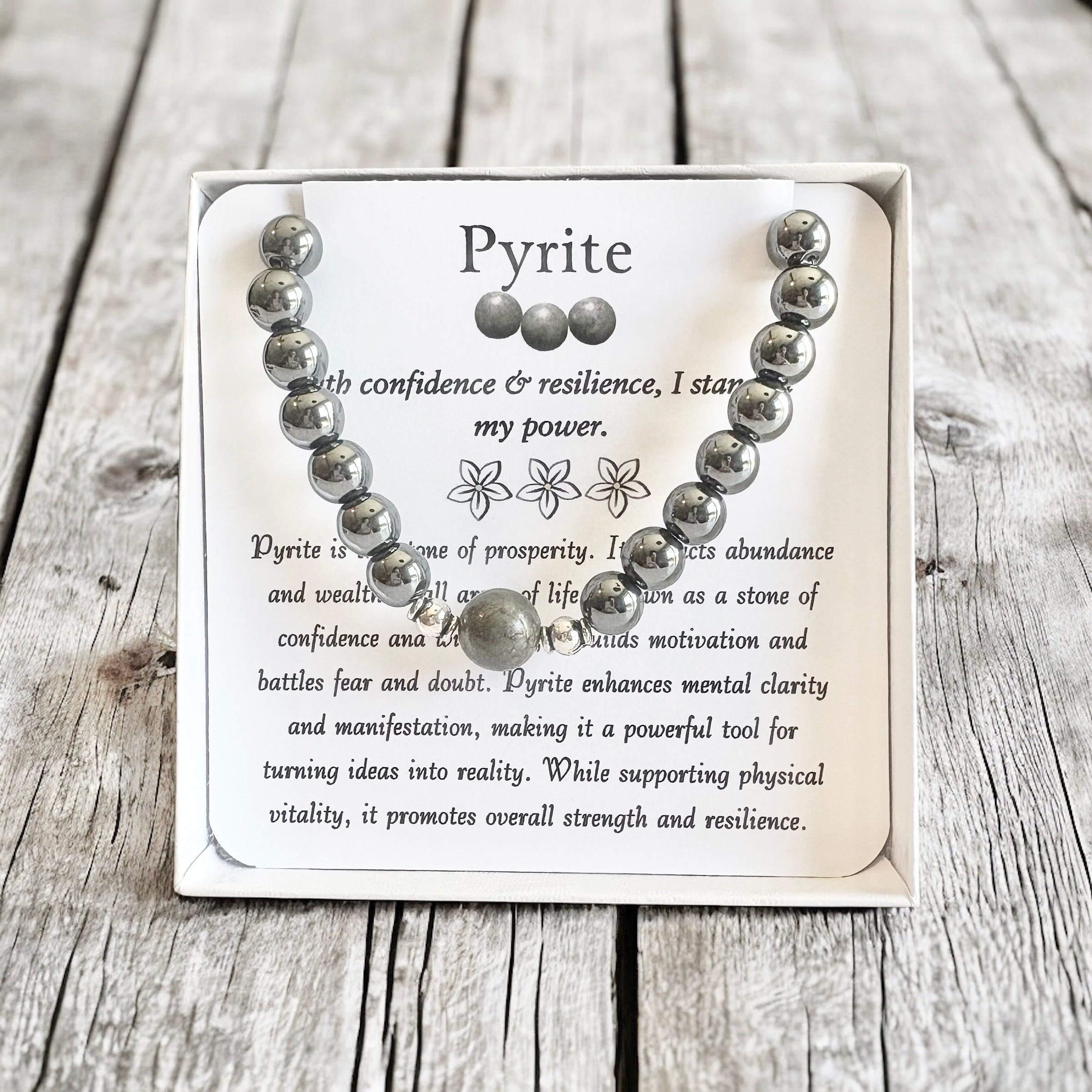 Pyrite Men's Bracelet- For Abundance, Prosperity, & Achieving Goals