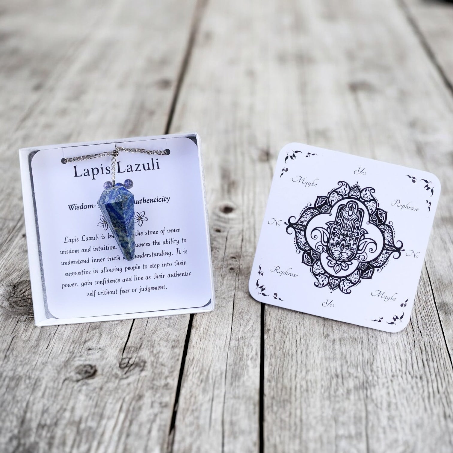Lapis Lazuli Pendulum with Pendulum Board & Instructions
