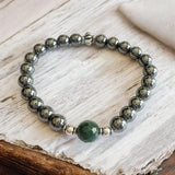 Moss Agate Men's Bracelet- For Abundance, New Beginnings, & Growth