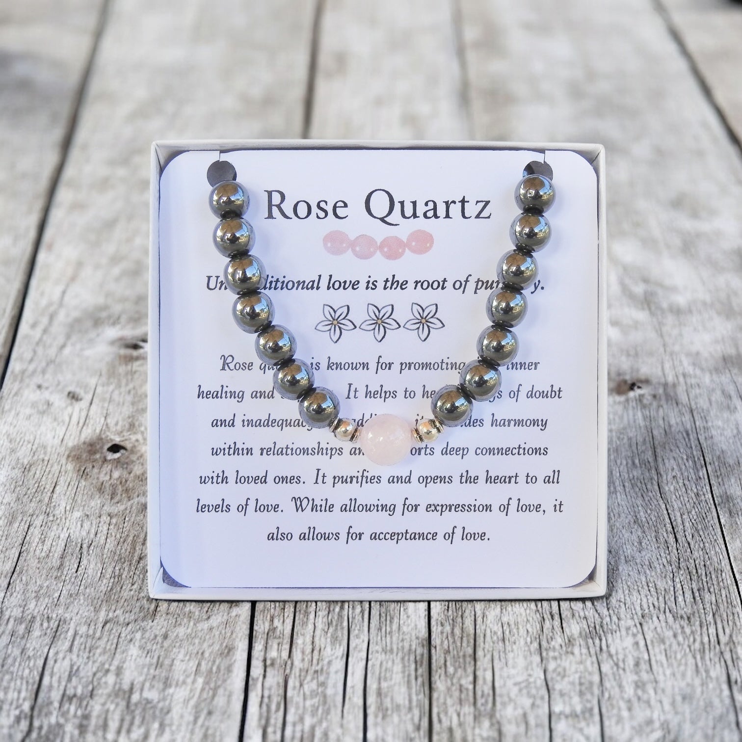 Rose Quartz Men's Bracelet- For Self Love & Harmony in Relationships - Mindful Intentions