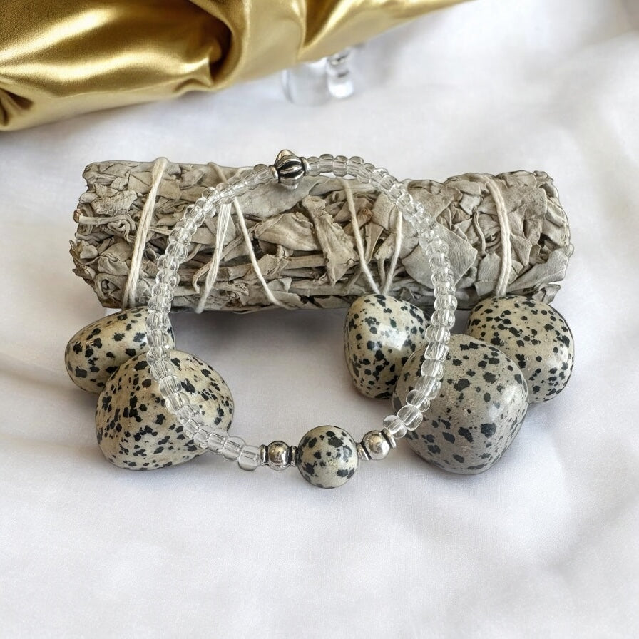Dalmatian Jasper Bracelet- For Grounding, Mindfulness, and Playfulness