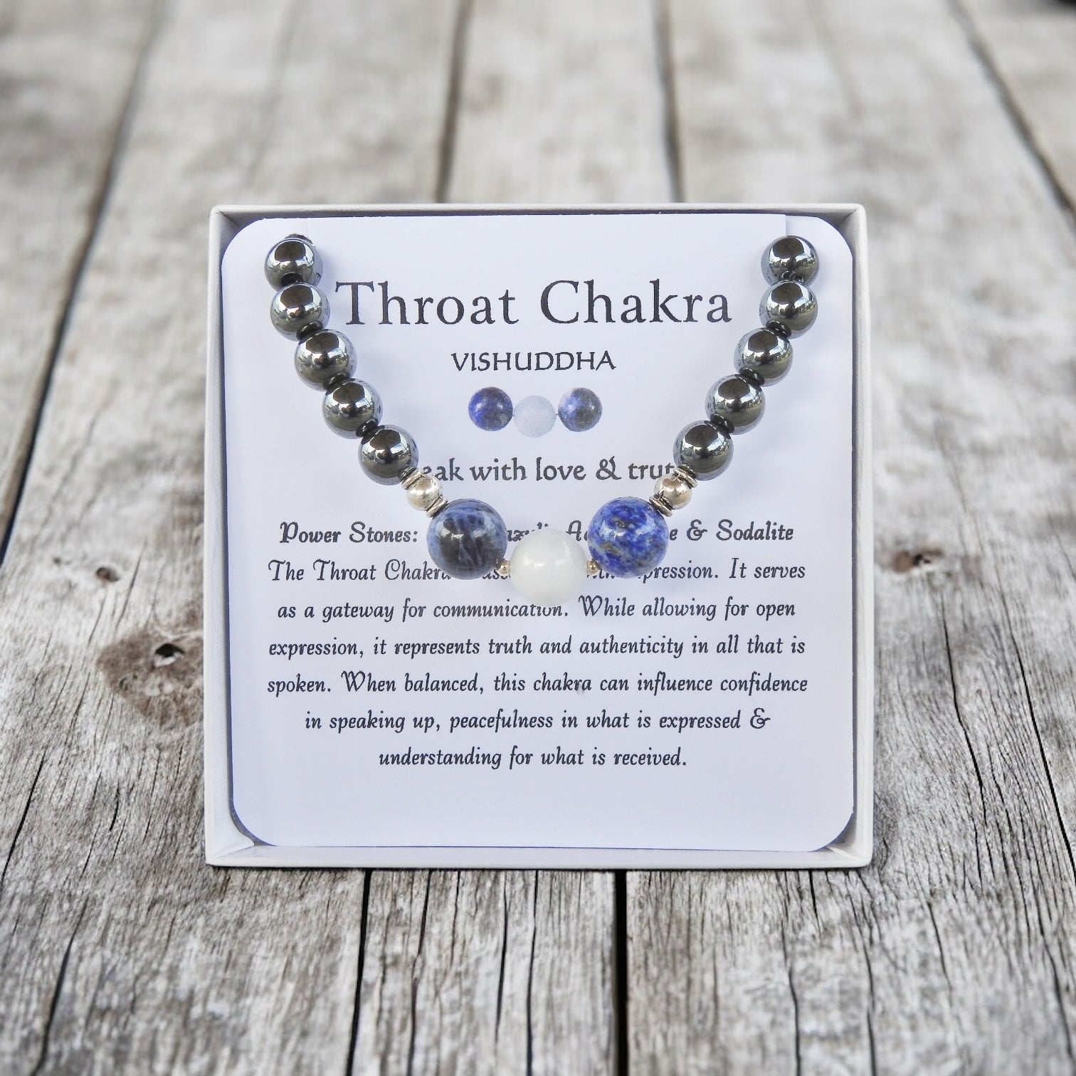 Men's Throat Chakra Bracelet- For Communication & Self Expression - Mindful Intentions